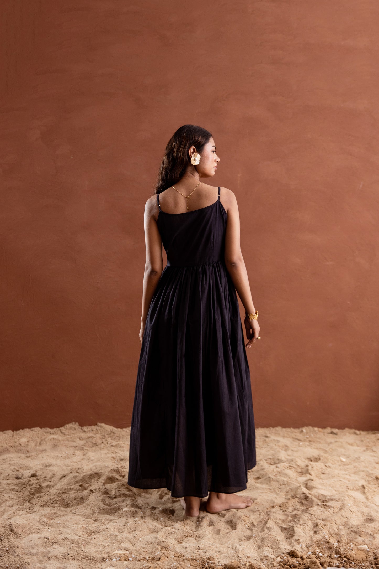 Solid Black Strappy Maxi Dress