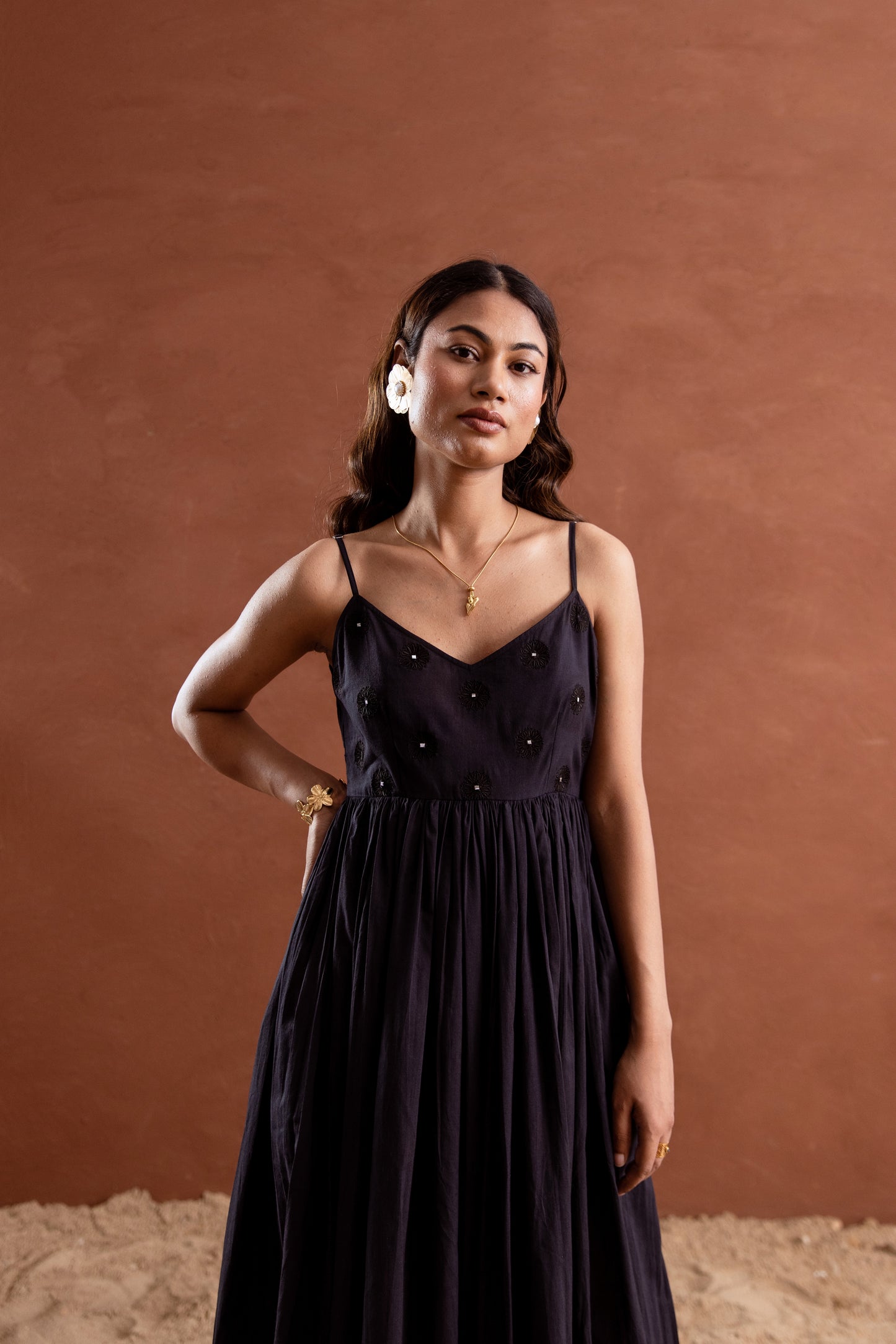 Solid Black Strappy Maxi Dress