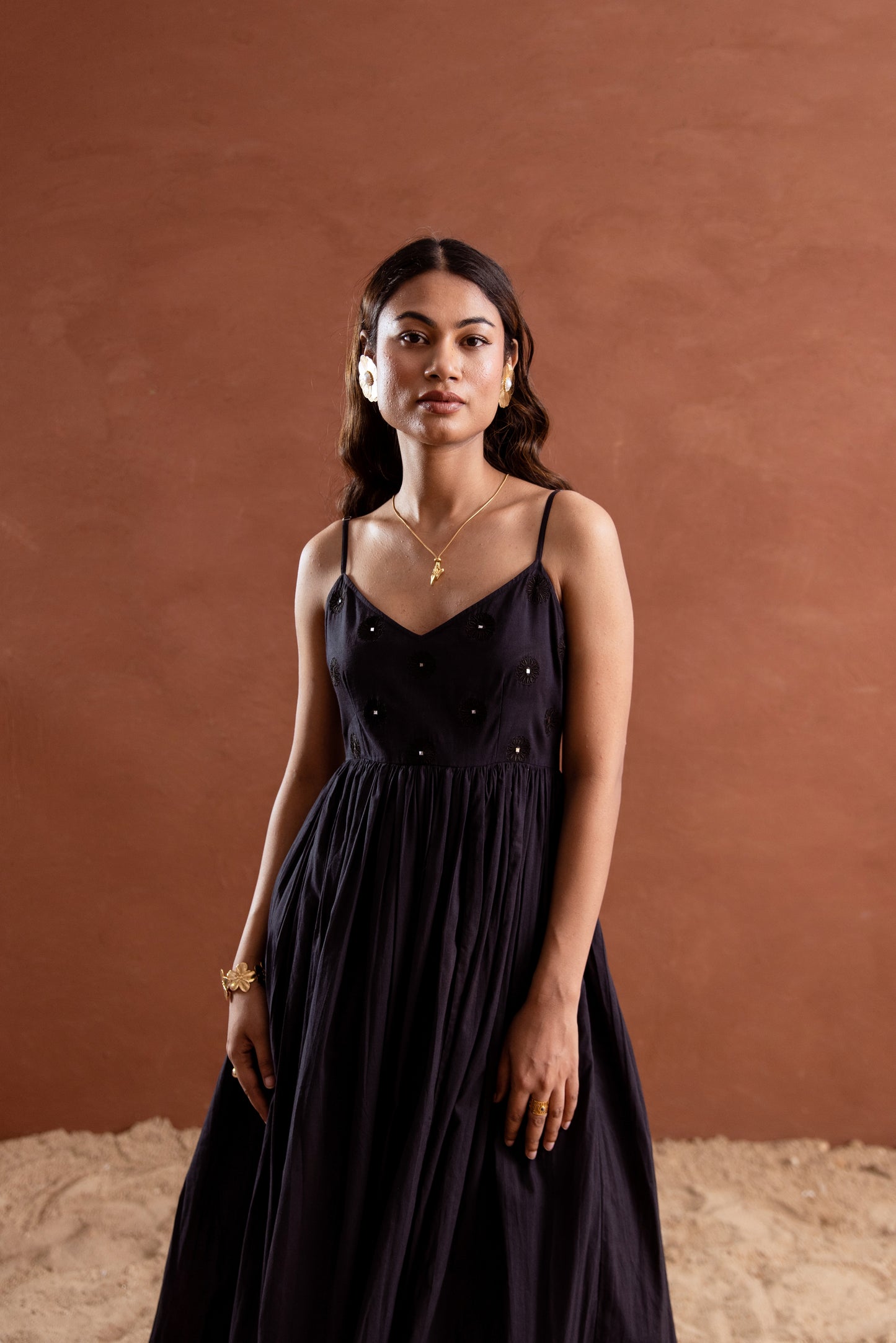 Solid Black Strappy Maxi Dress