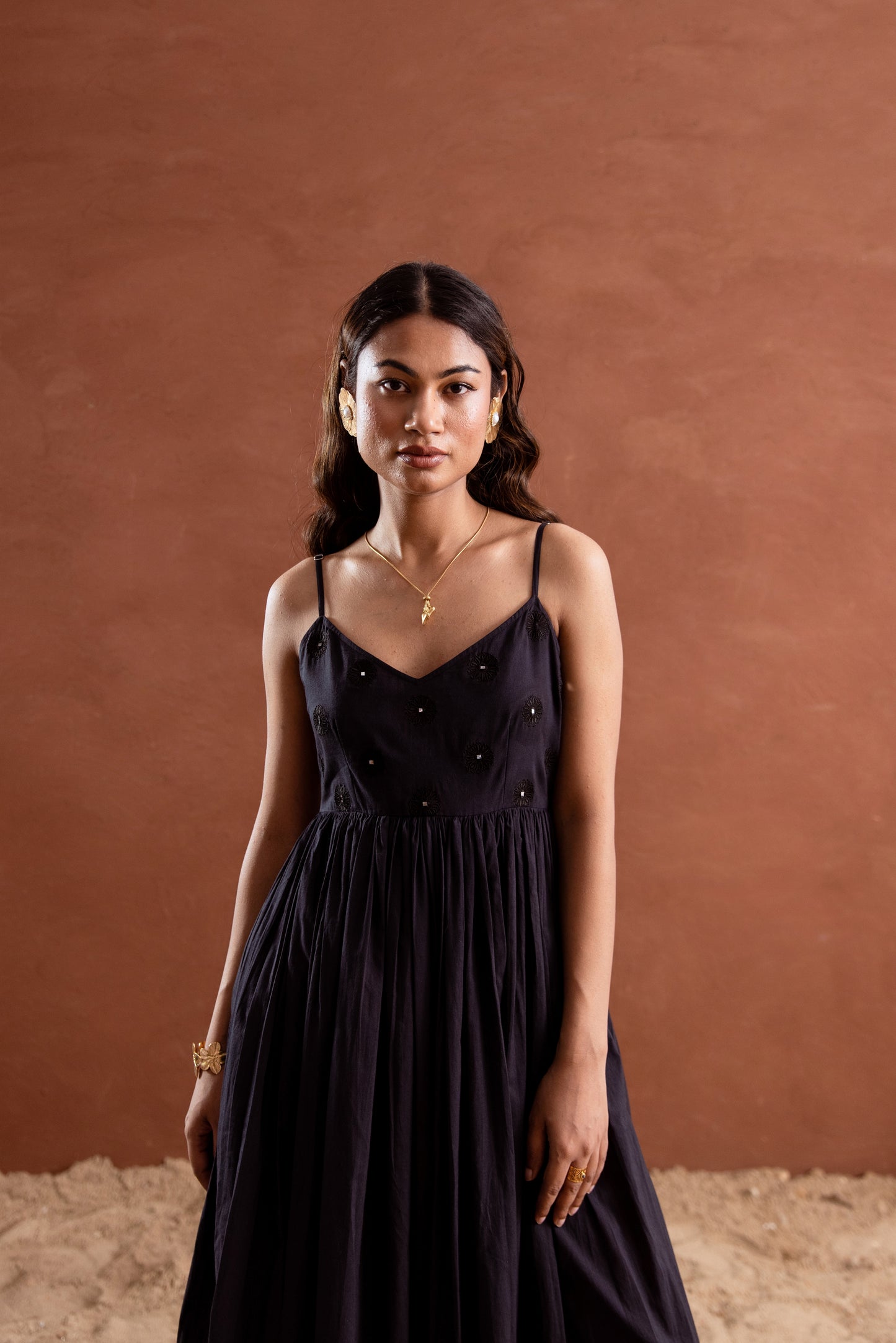 Solid Black Strappy Maxi Dress