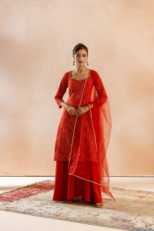 Kesar Sleeved-The Print (Red)