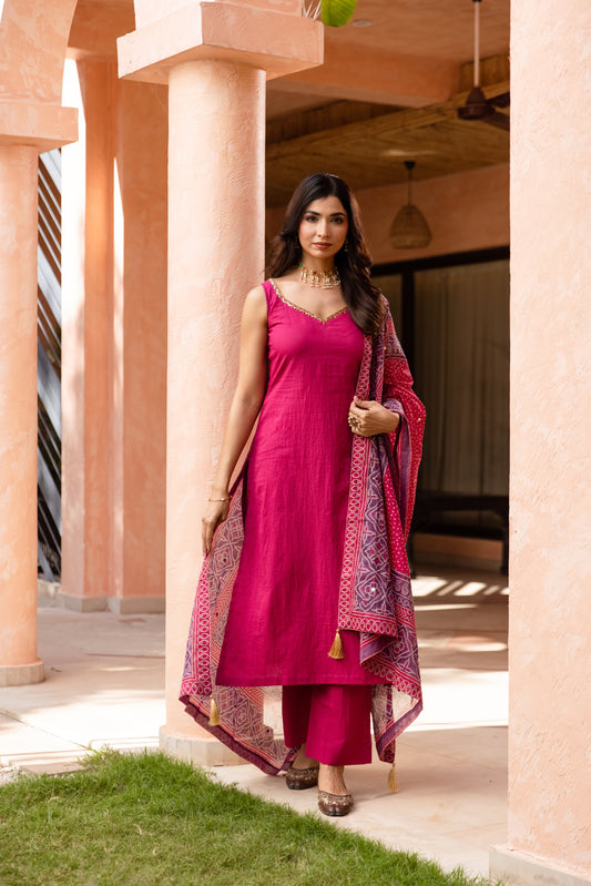 Gulabi Sleeveless - Straight Cut Suit (Pink)