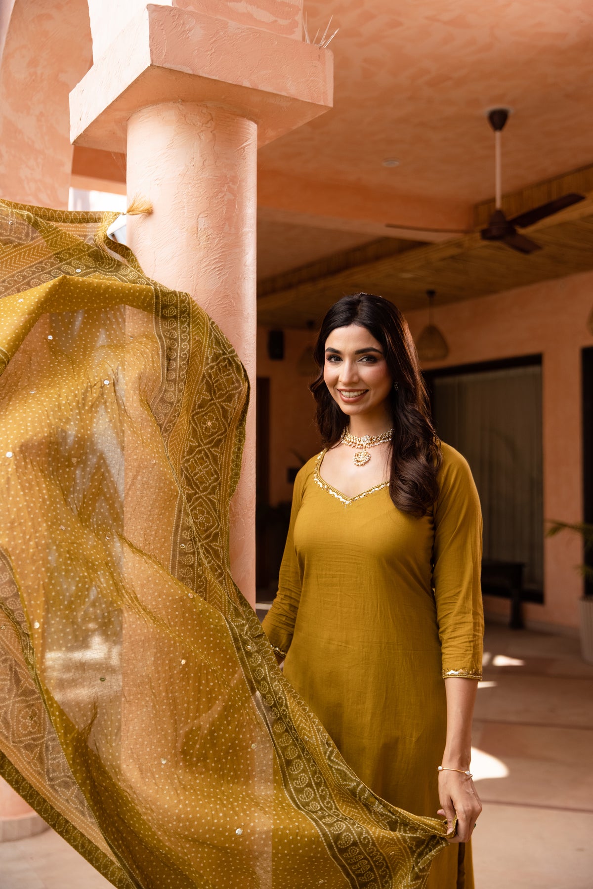 Zaitoon Sleeved - Straight Cut Suit (Olive Green)