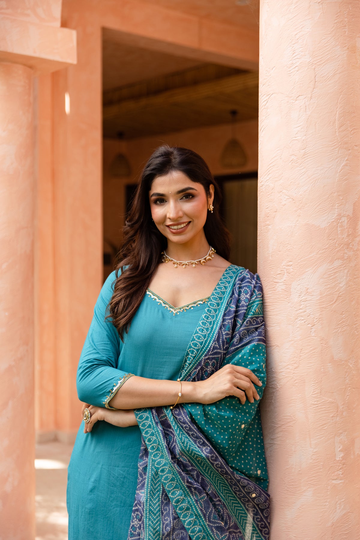 Mor Sleeved - Straight Cut Suit (Teal)