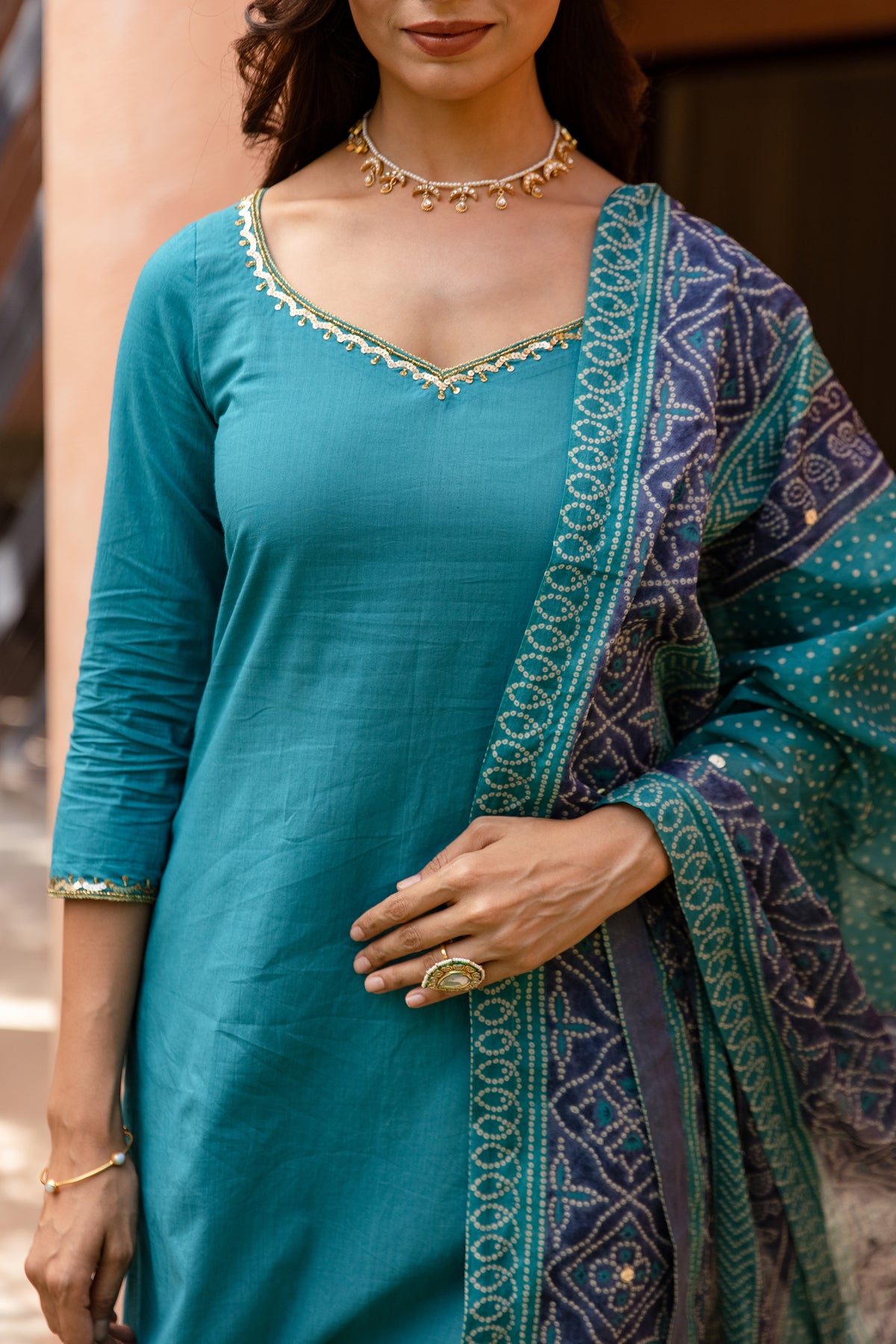 Mor Sleeved - Straight Cut Suit (Teal)