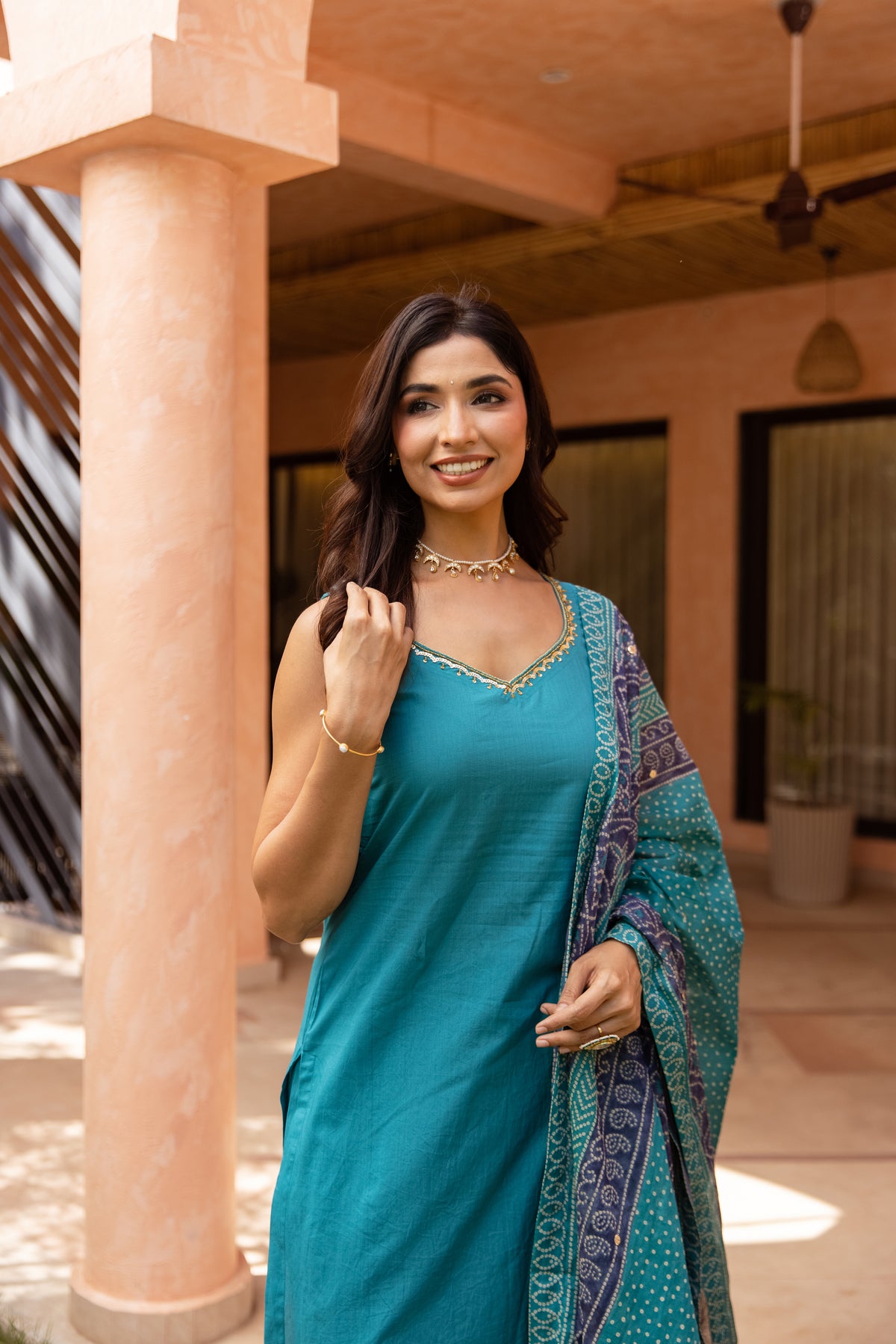 Mor Sleeveless - Straight Cut Suit (Teal)