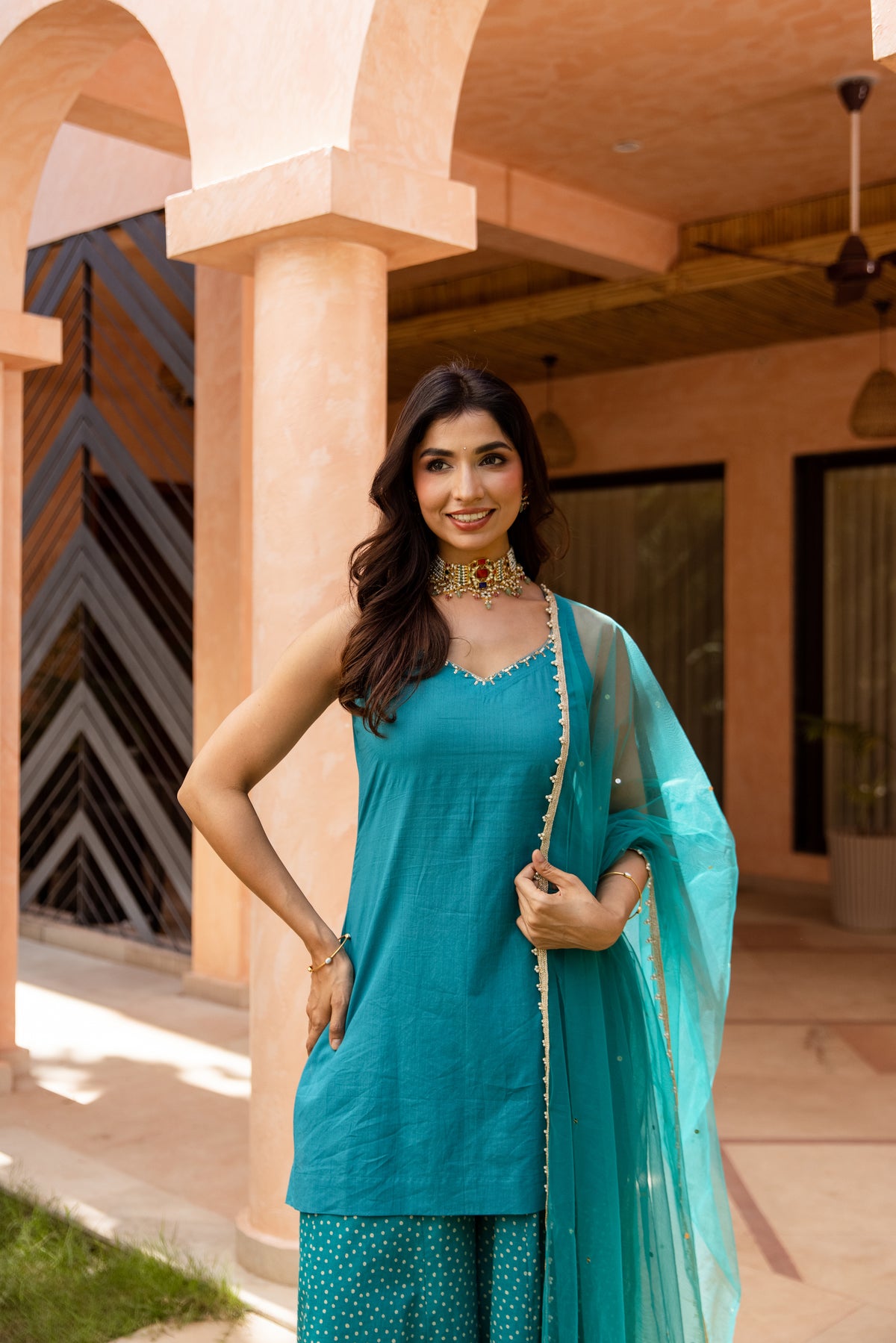 Mor Sleeveless - Sharara Set (Teal)