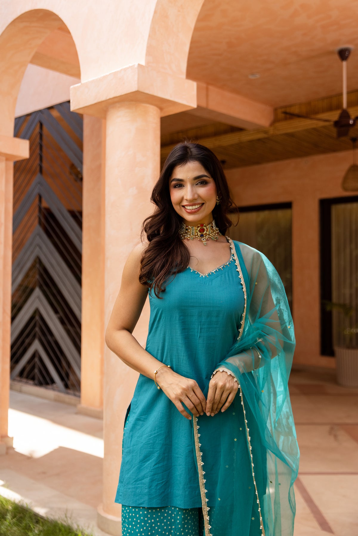 Mor Sleeveless - Sharara Set (Teal)
