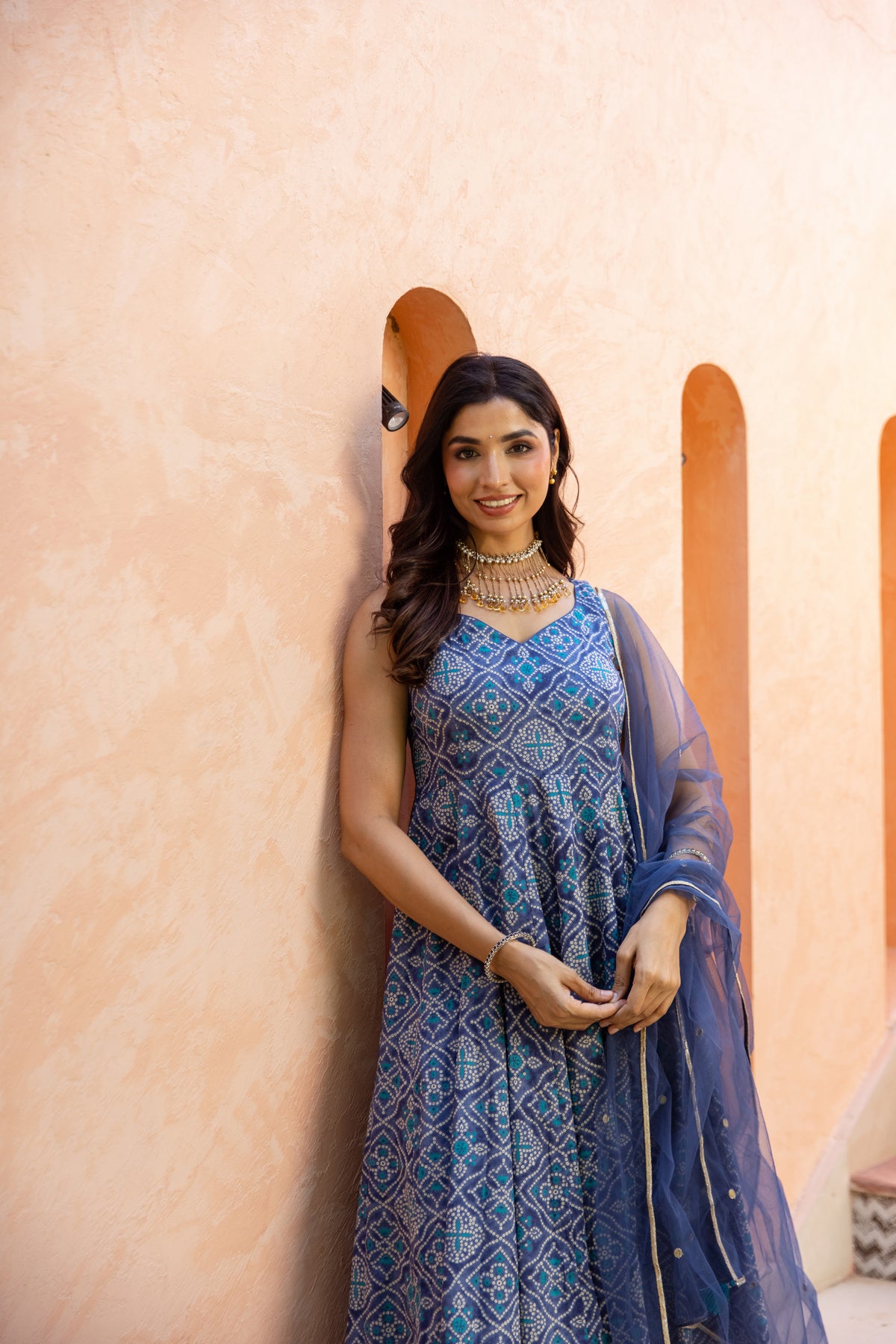 Neel Sleeveless - Anarkali Suit (Blue)