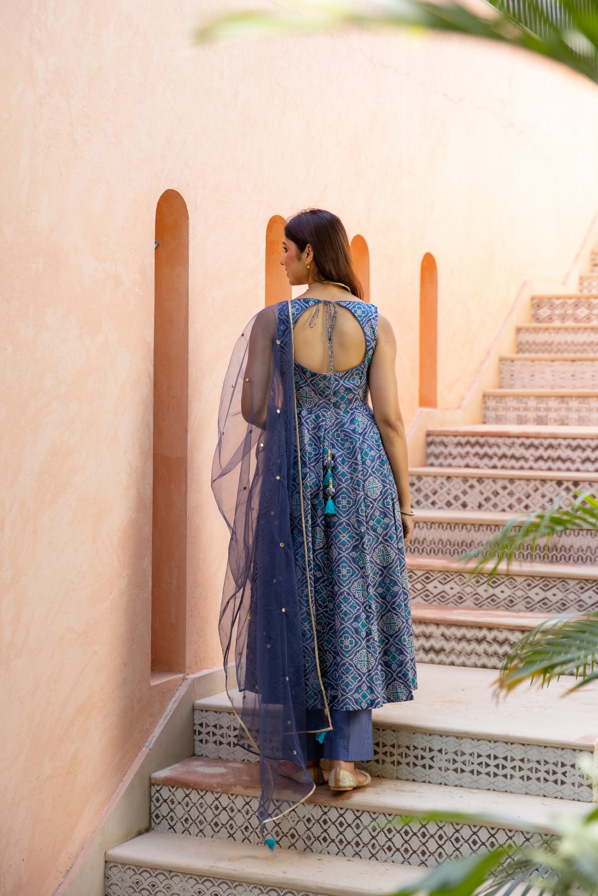 Neel Sleeveless - Anarkali Suit (Blue)