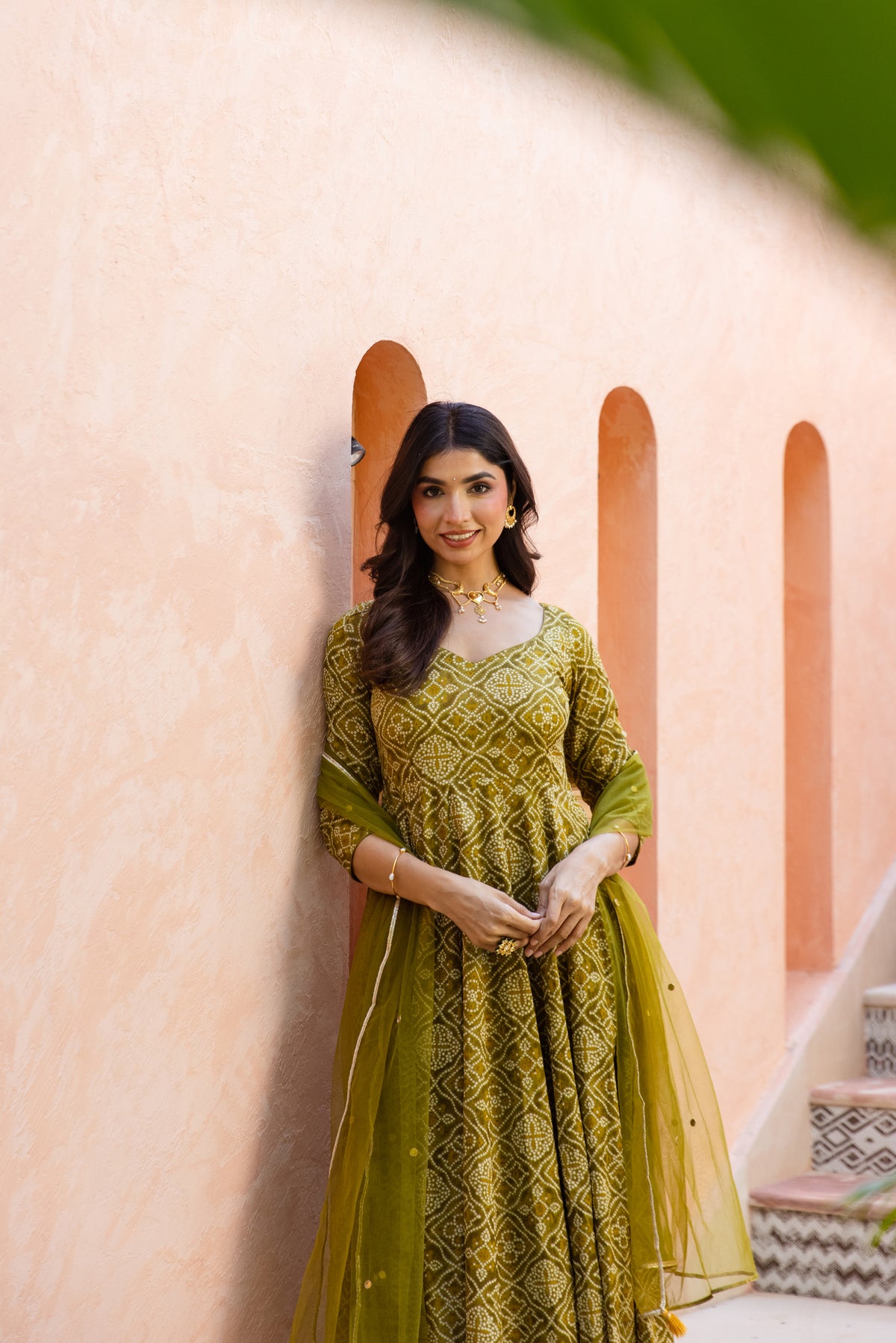 Kairi Sleeved - Anarkali Suit (Green)