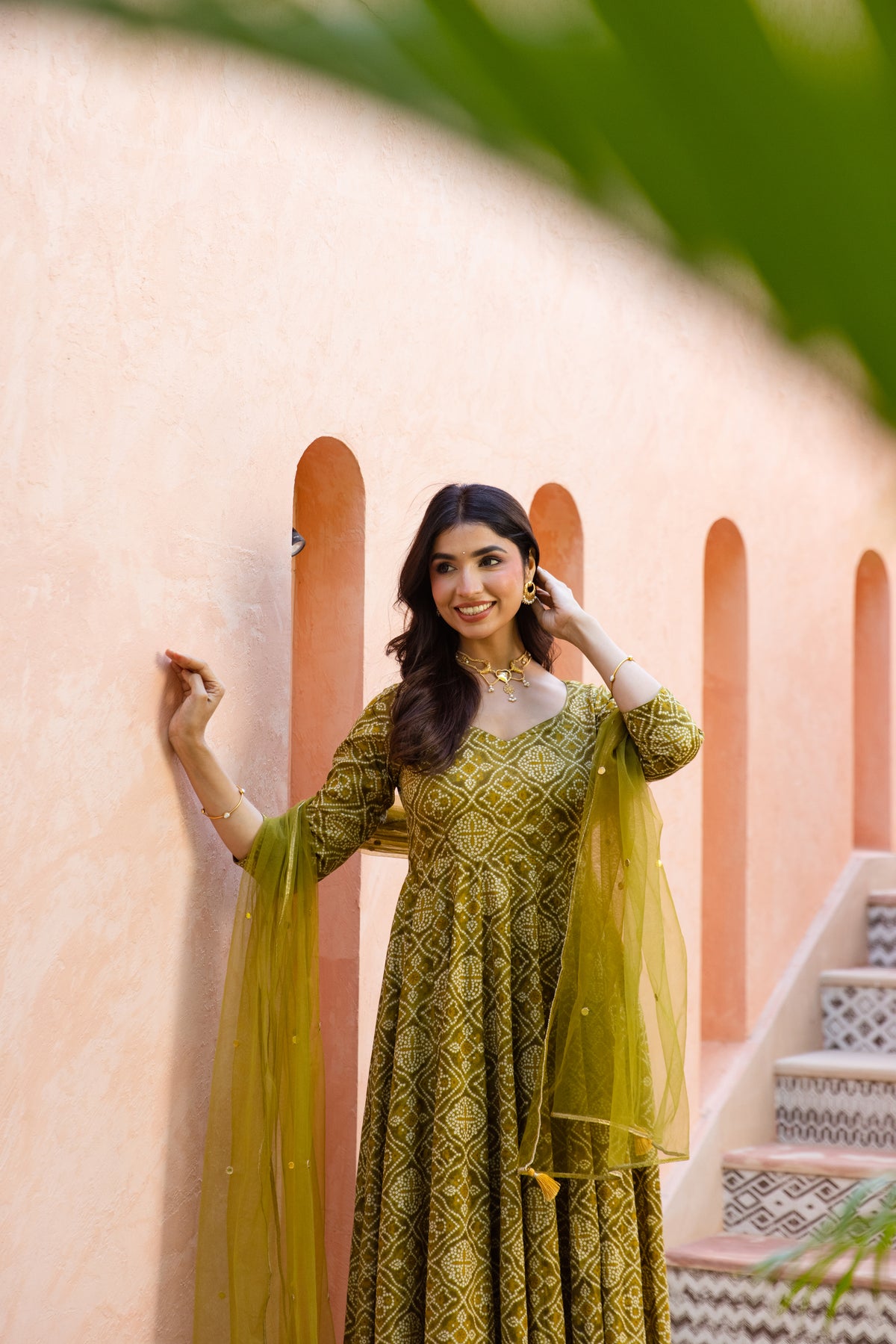 Kairi Sleeved - Anarkali Suit (Green)