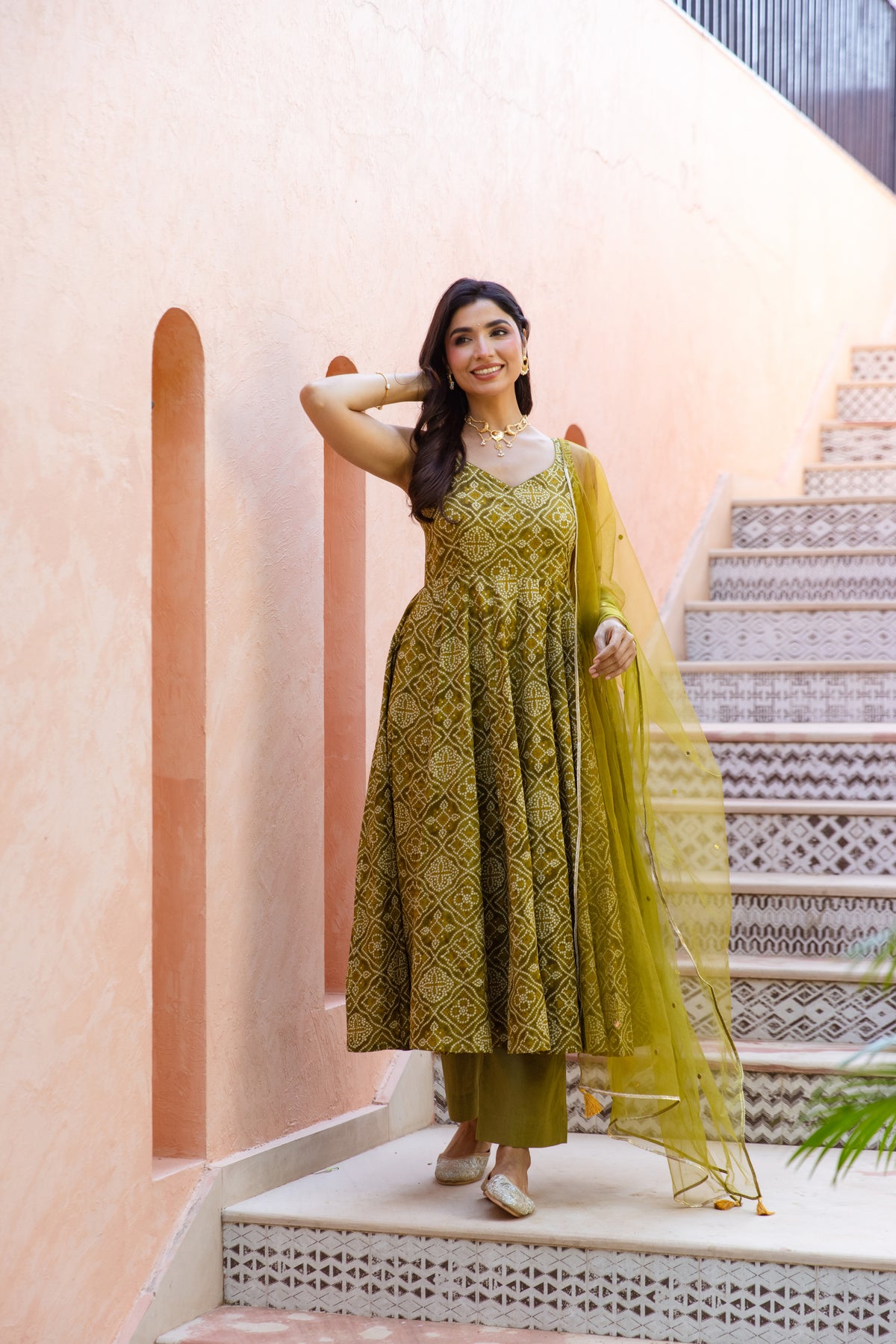 Kairi Sleeveless - Anarkali Suit (Green)