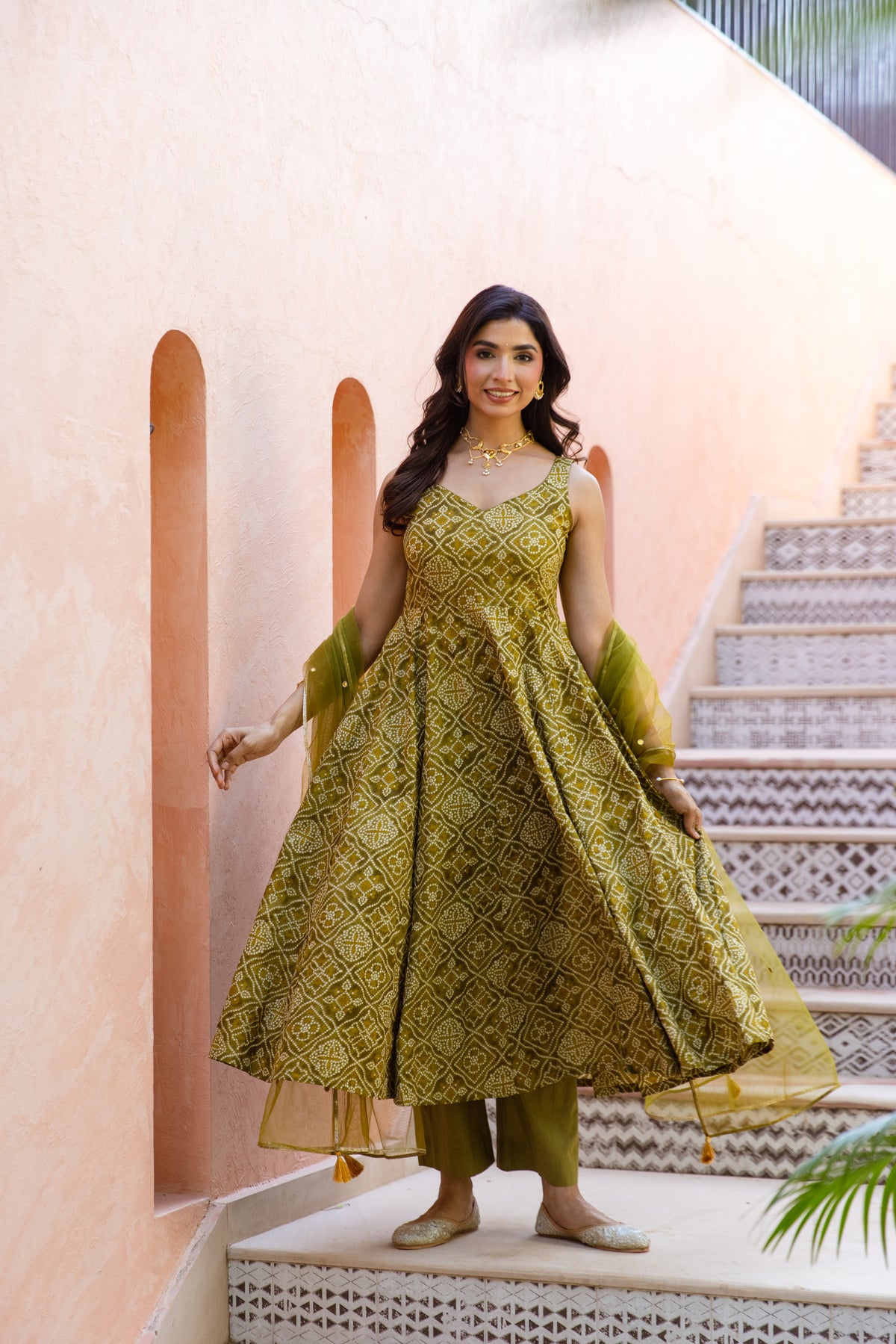 Kairi Sleeveless - Anarkali Suit (Green)