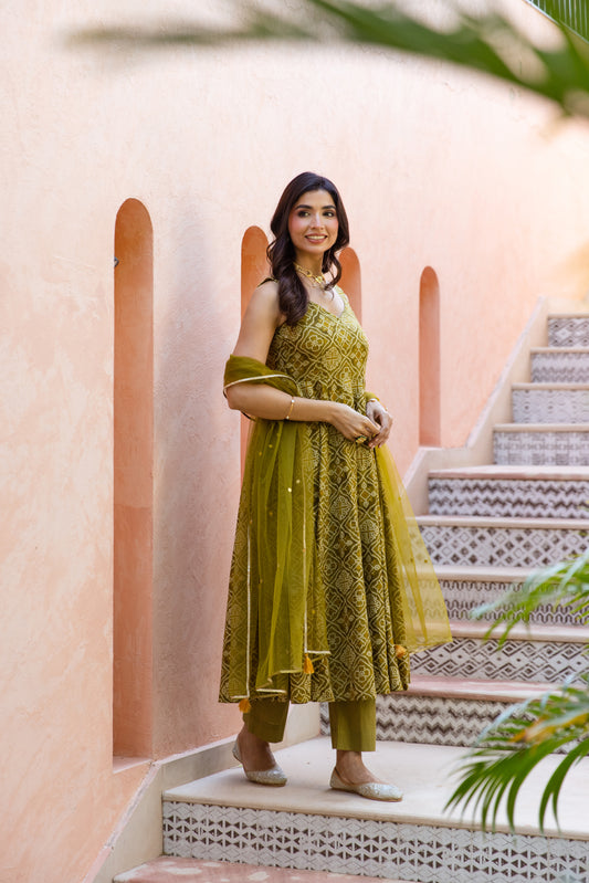 Kairi Sleeveless - Anarkali Suit (Green)