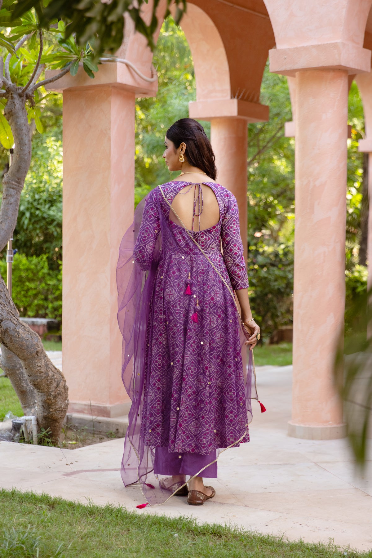 Jamun Sleeved - Anarkali Suit (Purple)