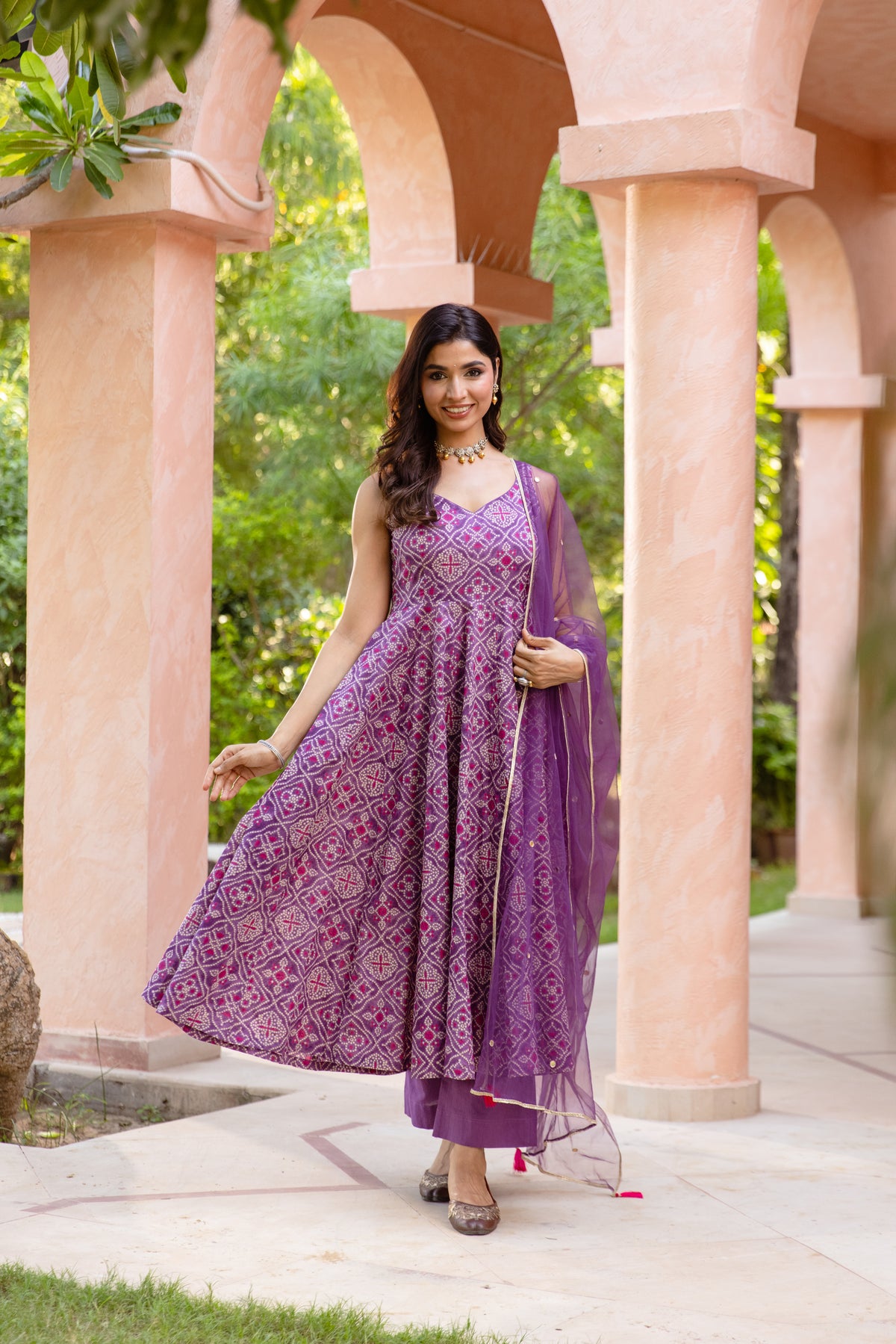 Jamun Sleeveless - Anarkali Suit (Purple)