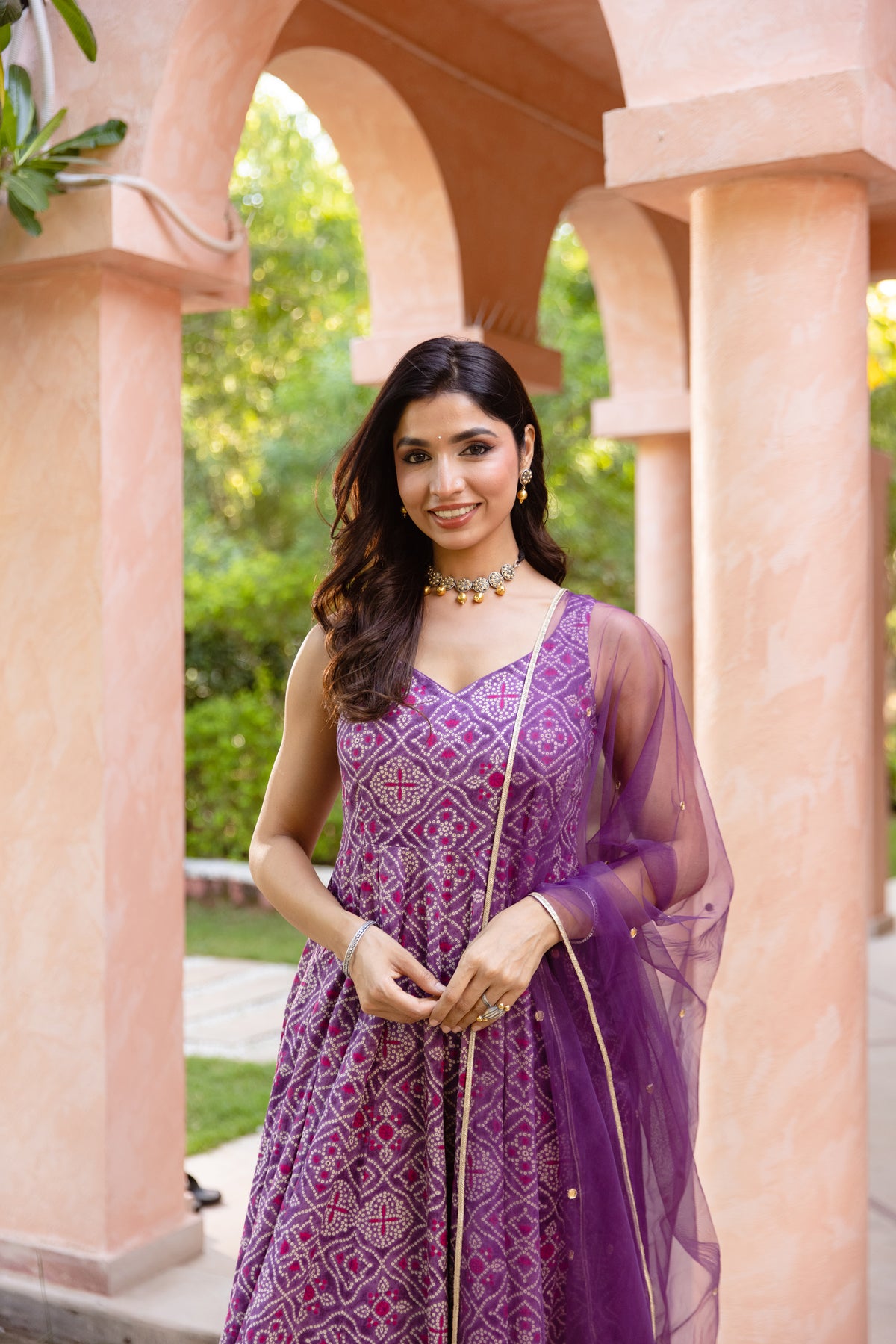 Jamun Sleeveless - Anarkali Suit (Purple)