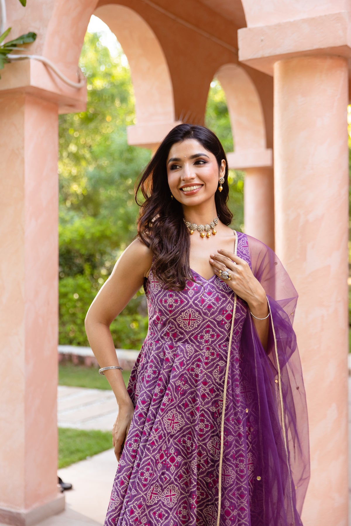 Jamun Sleeveless - Anarkali Suit (Purple)