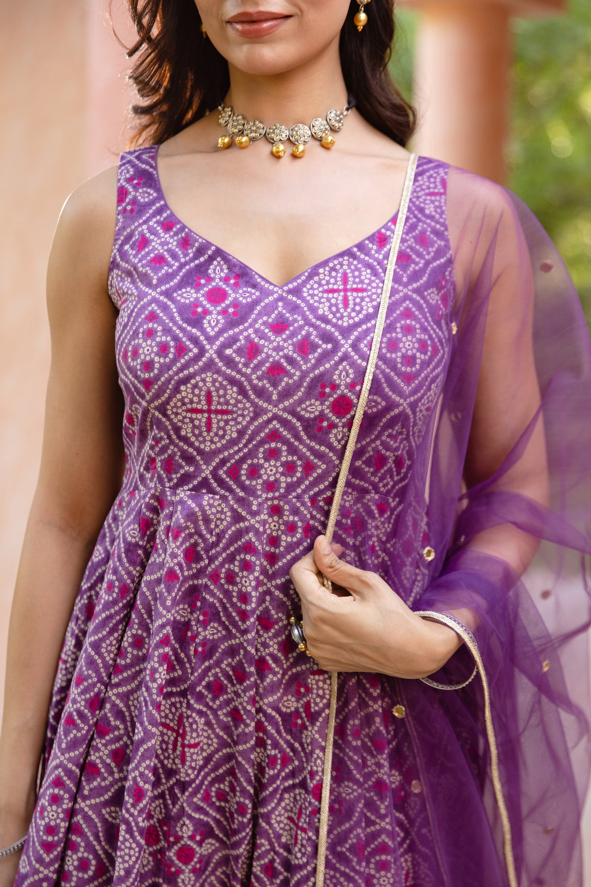 Jamun Sleeveless - Anarkali Suit (Purple)