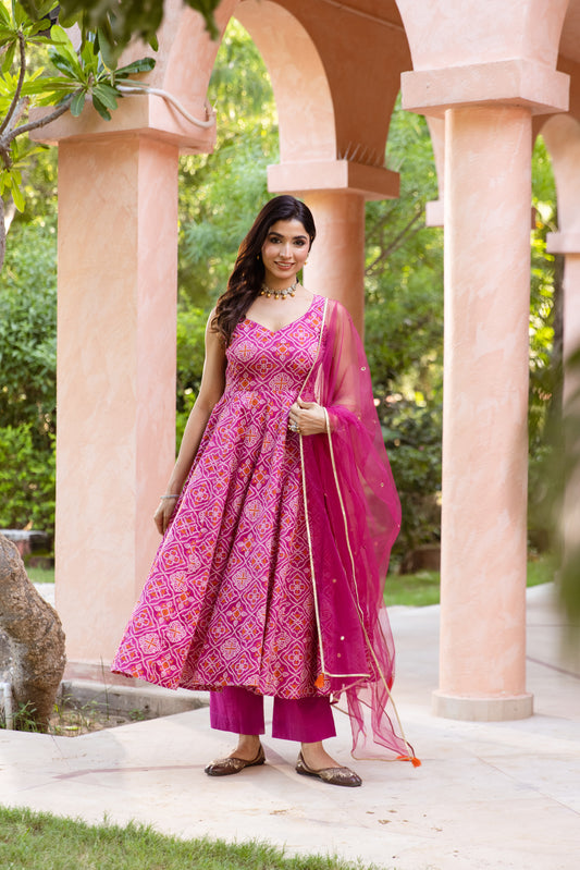 Gul Sleeveless - Anarkali Suit (Pink)