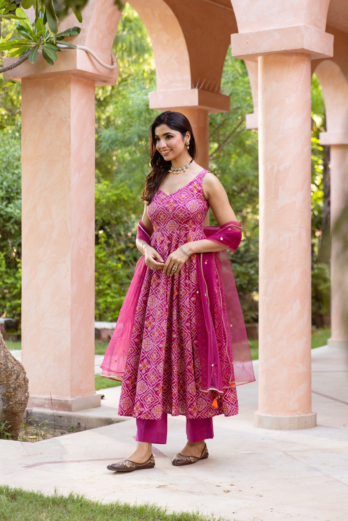 Gul Sleeveless - Anarkali Suit (Pink)