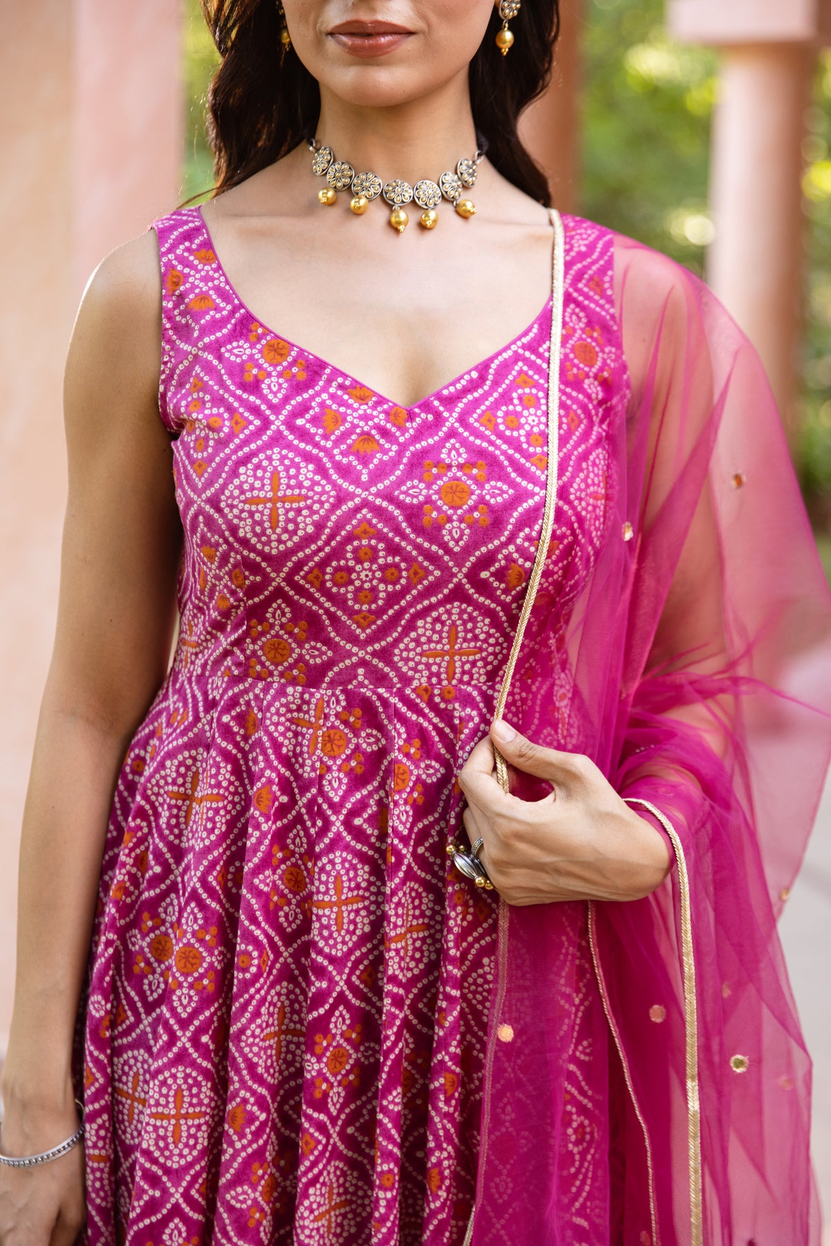 Gul Sleeveless - Anarkali Suit (Pink)