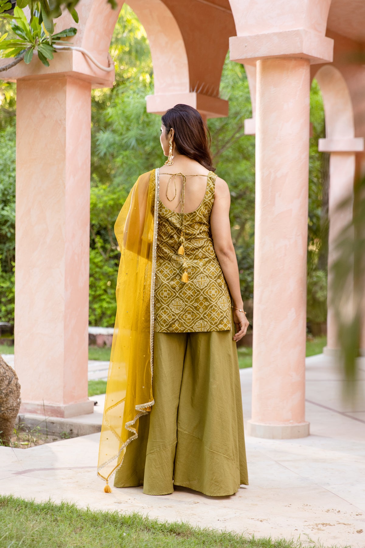 Kairi Sleeveless - Printed Sharara Set (Green)