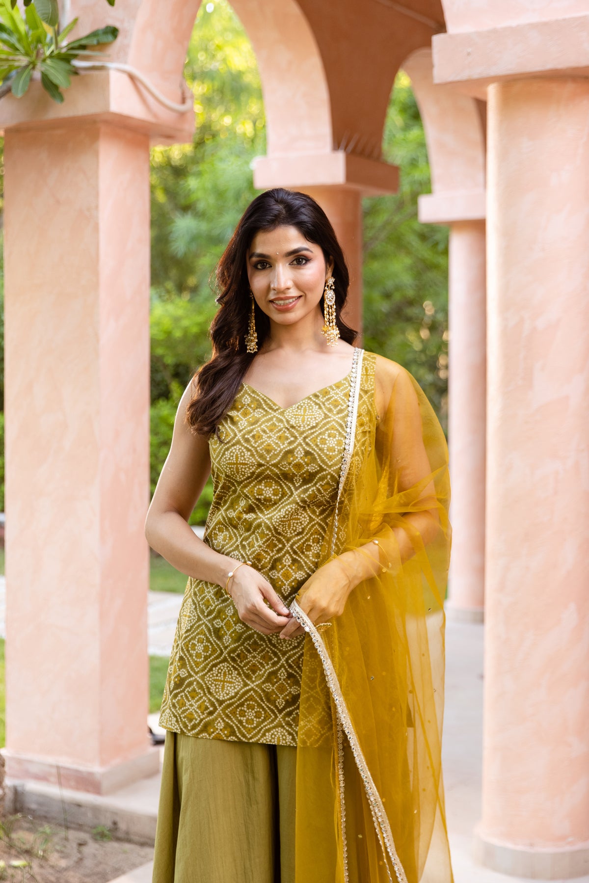 Kairi Sleeveless - Printed Sharara Set (Green)