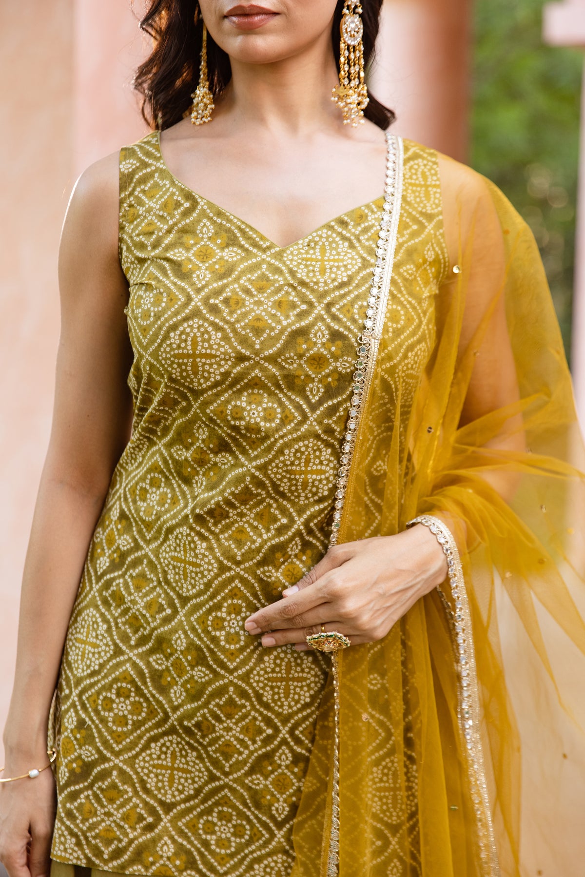 Kairi Sleeveless - Printed Sharara Set (Green)