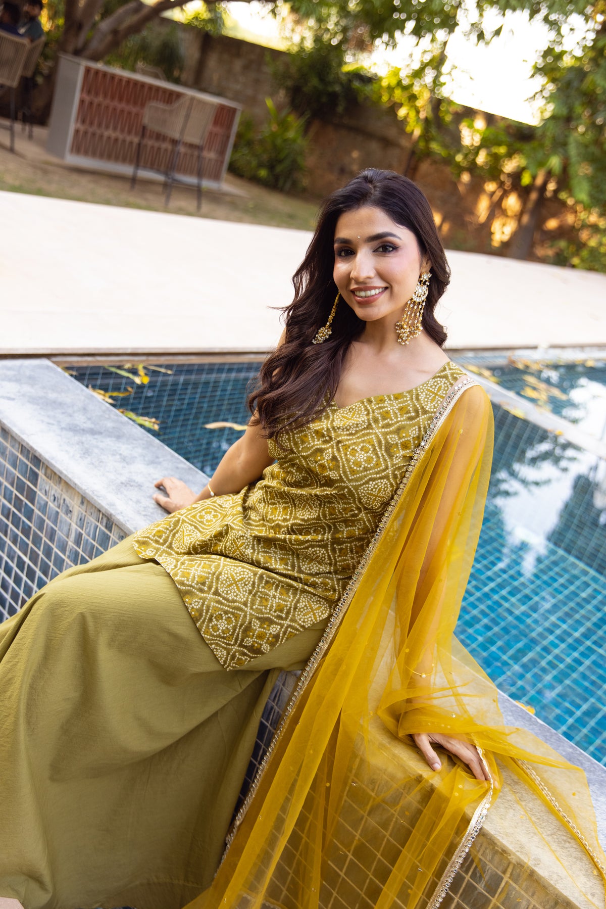 Kairi Sleeveless - Printed Sharara Set (Green)