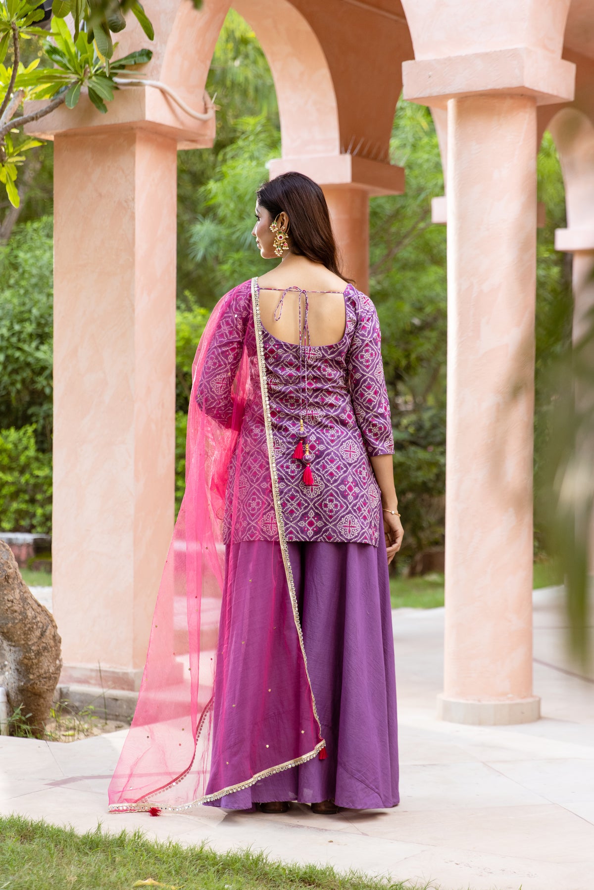 Jamun Sleeved - Printed Sharara Set (Purple)