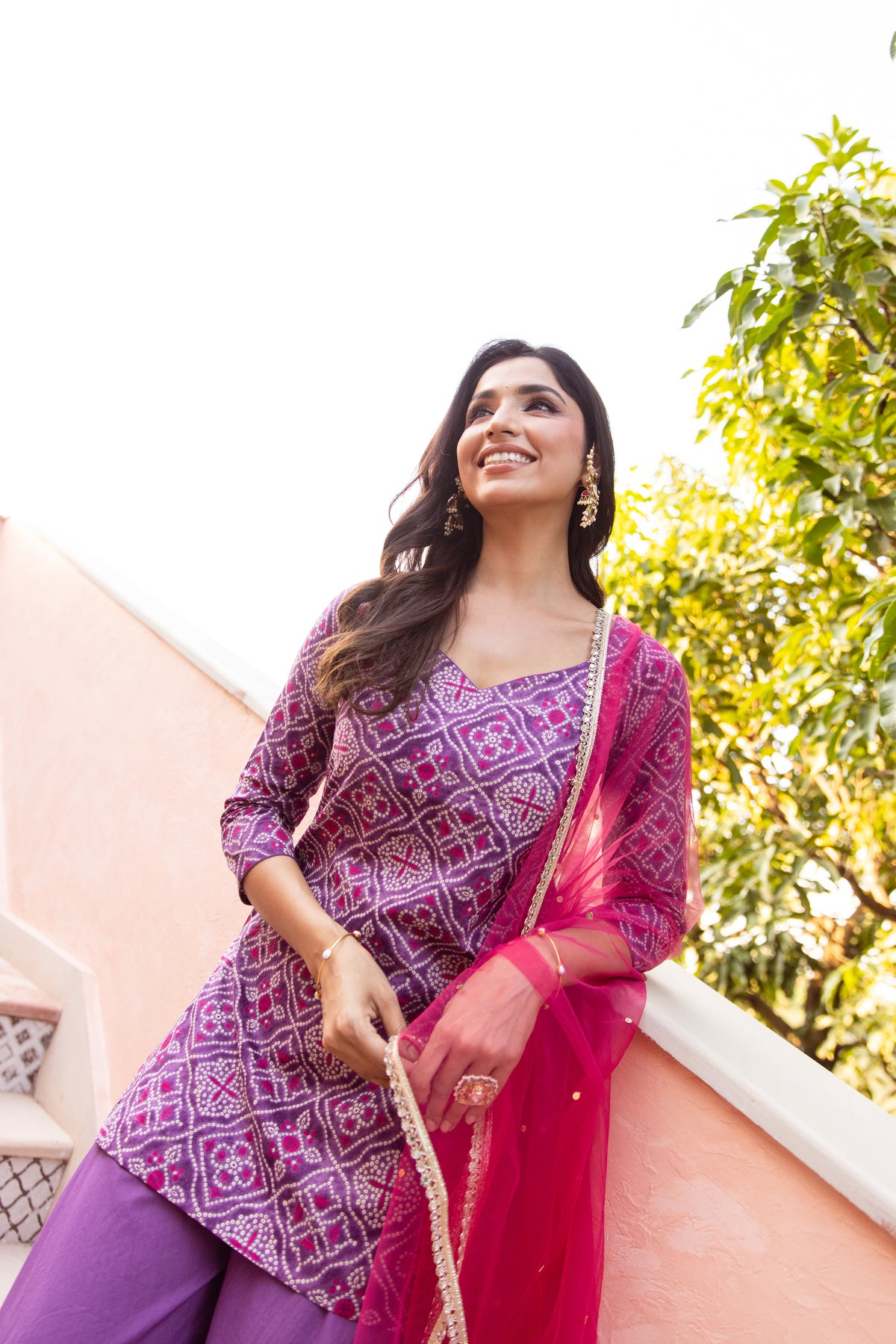 Jamun Sleeved - Printed Sharara Set (Purple)
