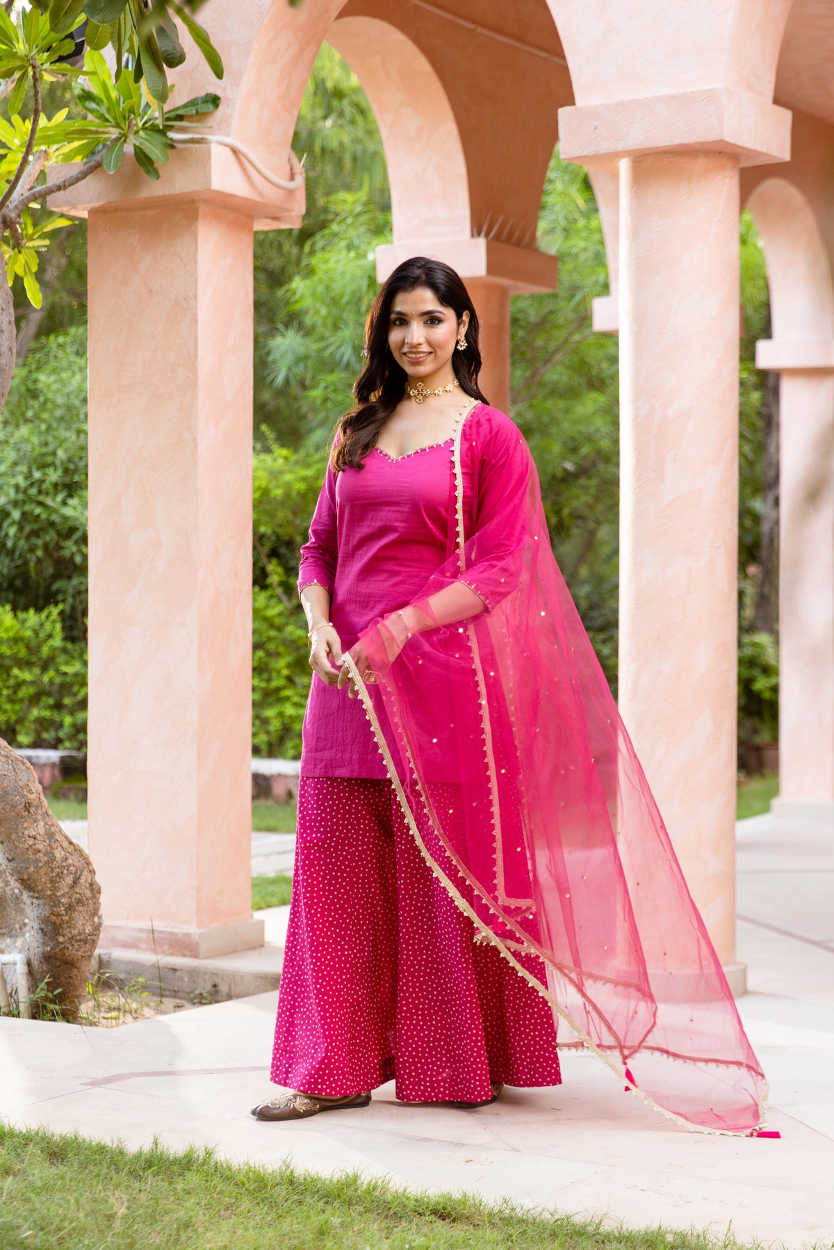Gulabi Sleeved - Sharara Set (Pink)