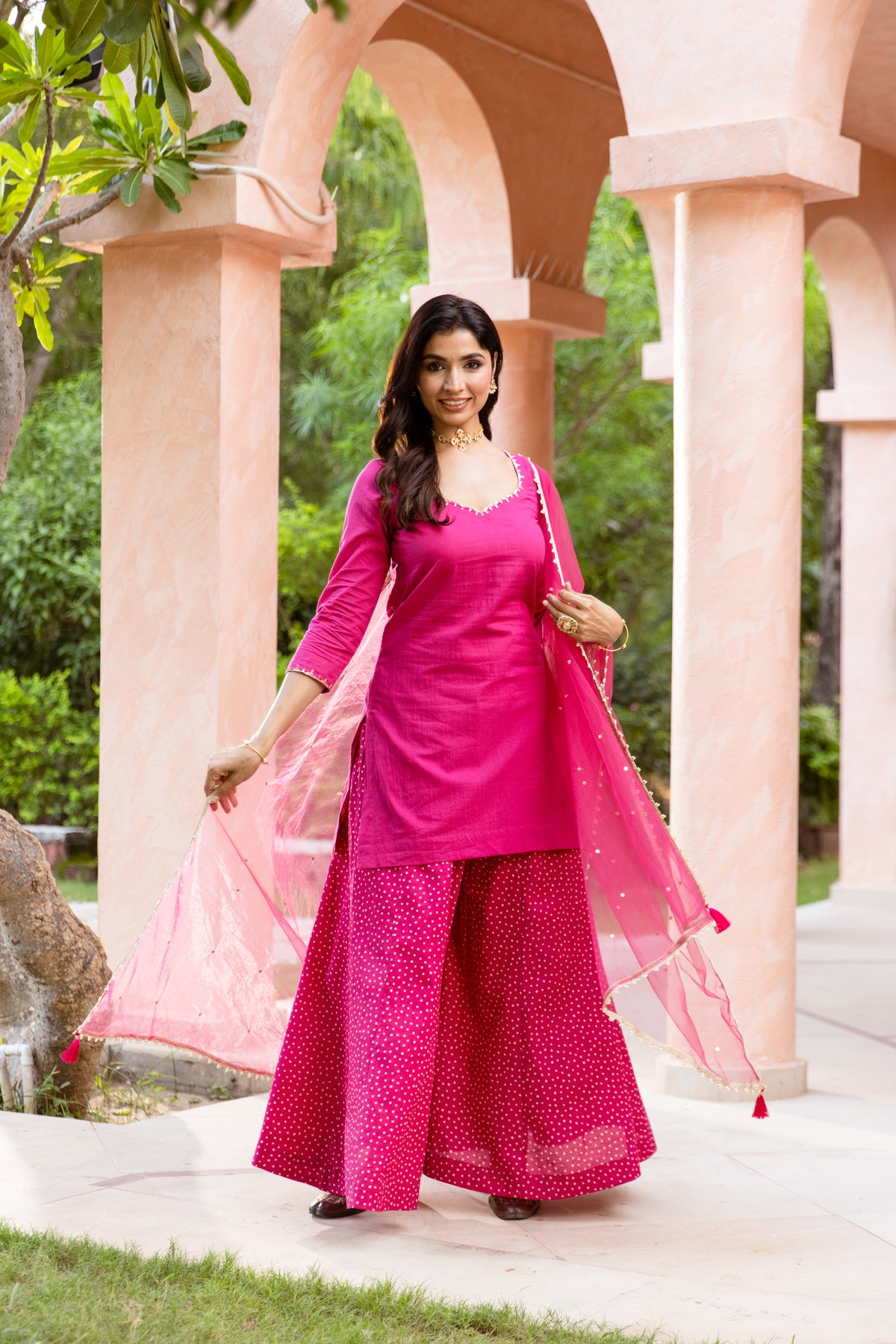 Gulabi Sleeved - Sharara Set (Pink)
