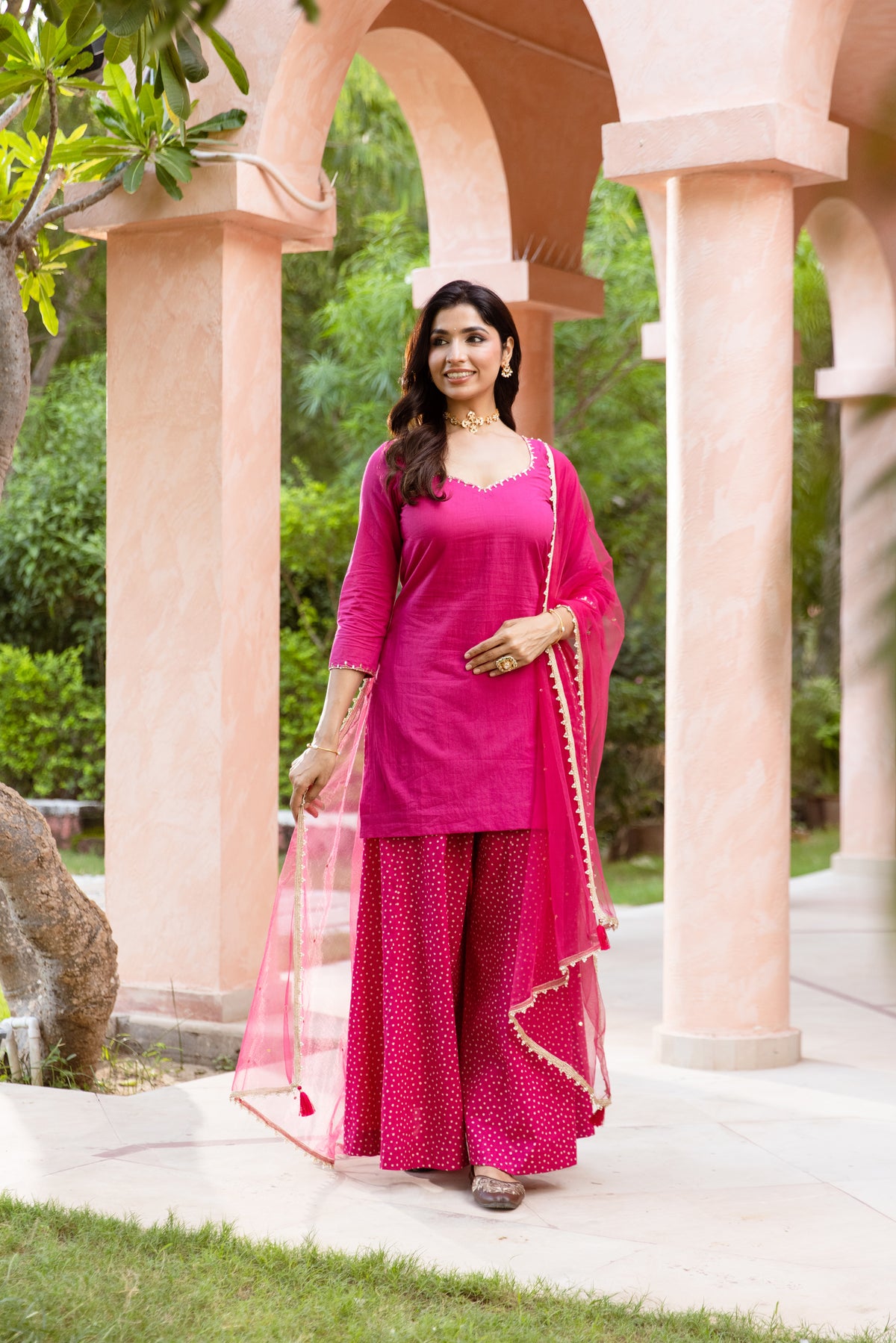 Gulabi Sleeved - Sharara Set (Pink)