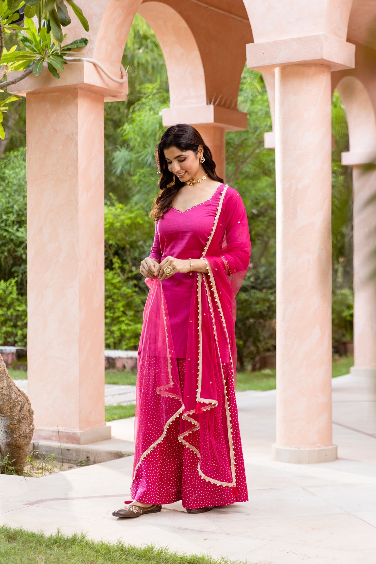 Gulabi Sleeved - Sharara Set (Pink)