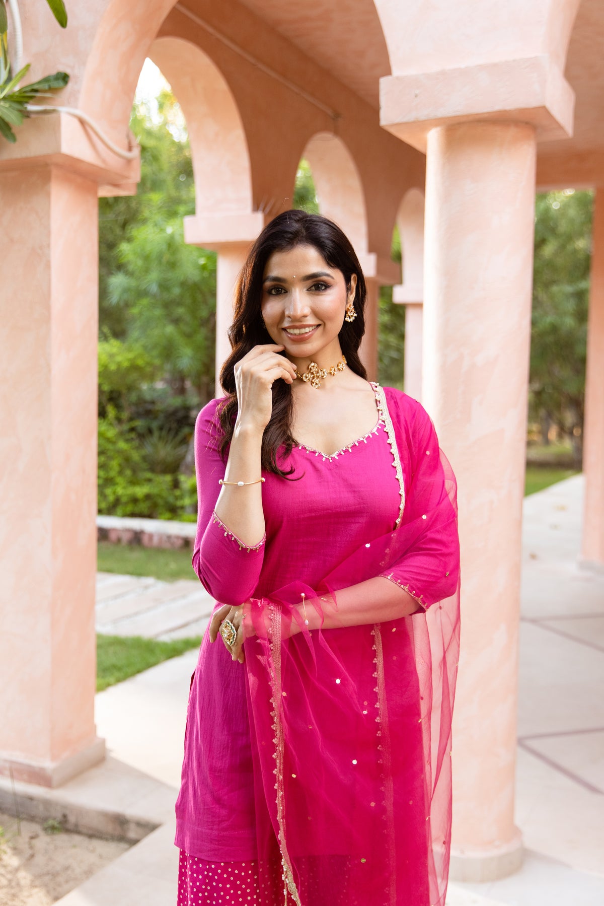 Gulabi Sleeved - Sharara Set (Pink)