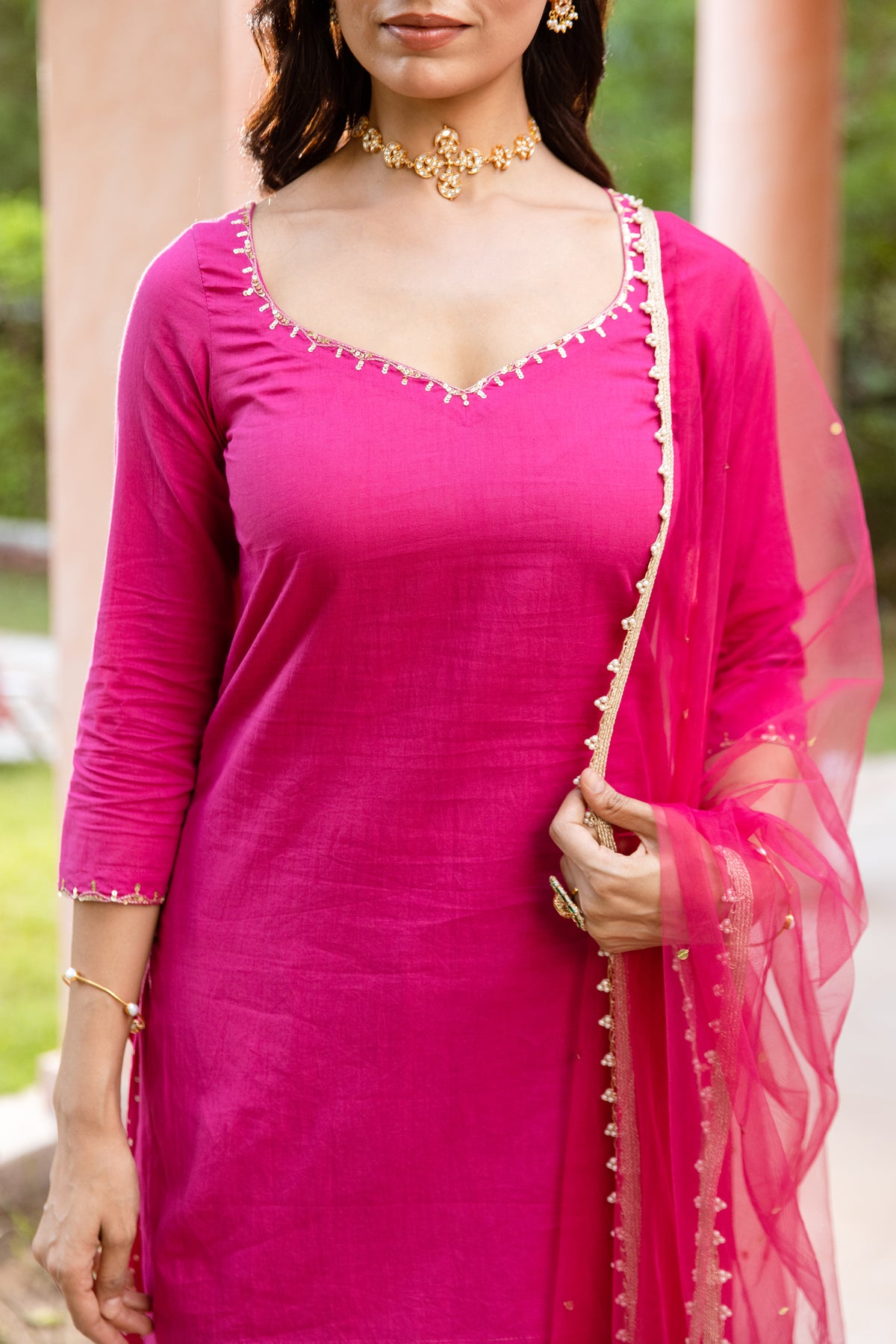 Gulabi Sleeved - Sharara Set (Pink)