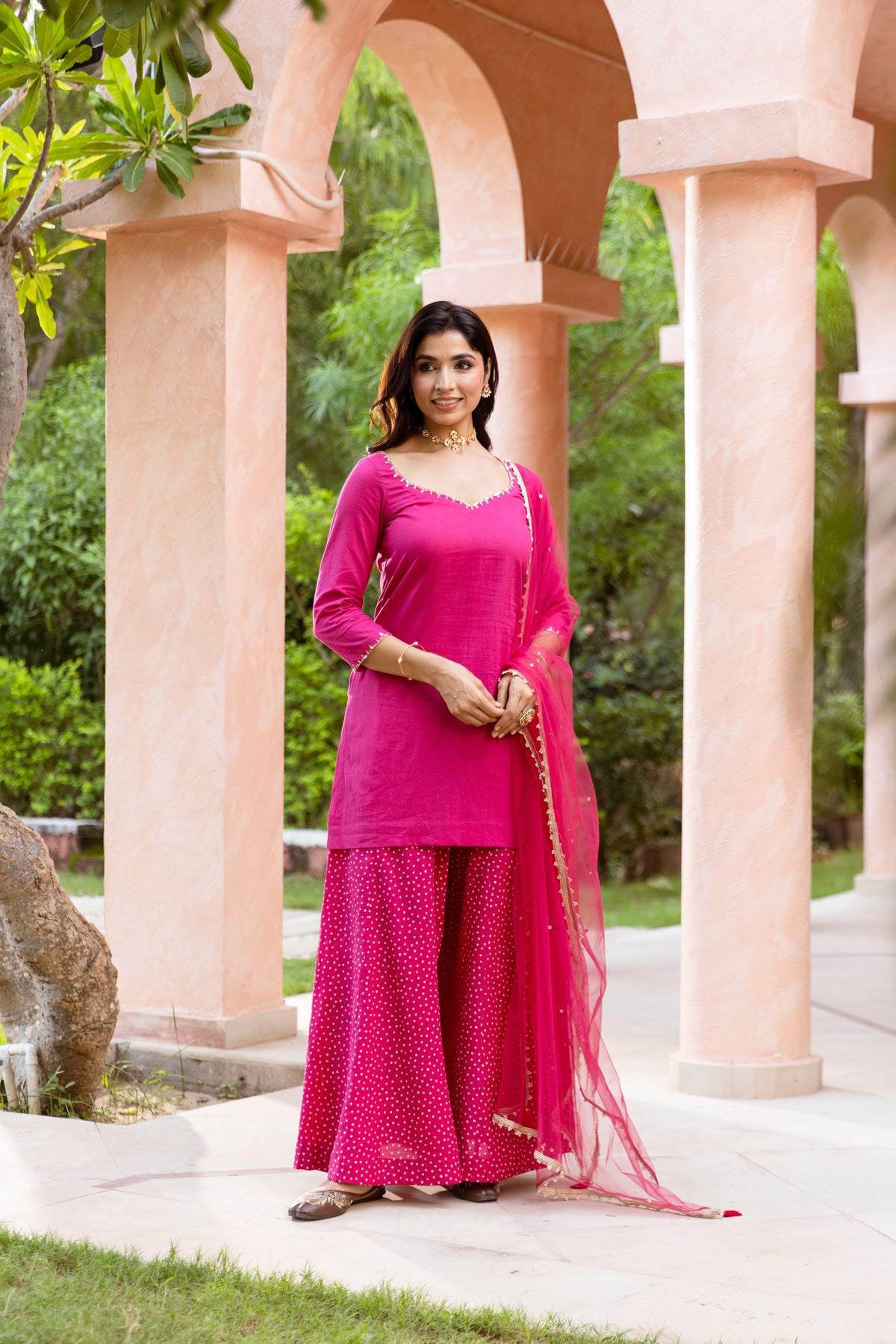 Gulabi Sleeved - Sharara Set (Pink)