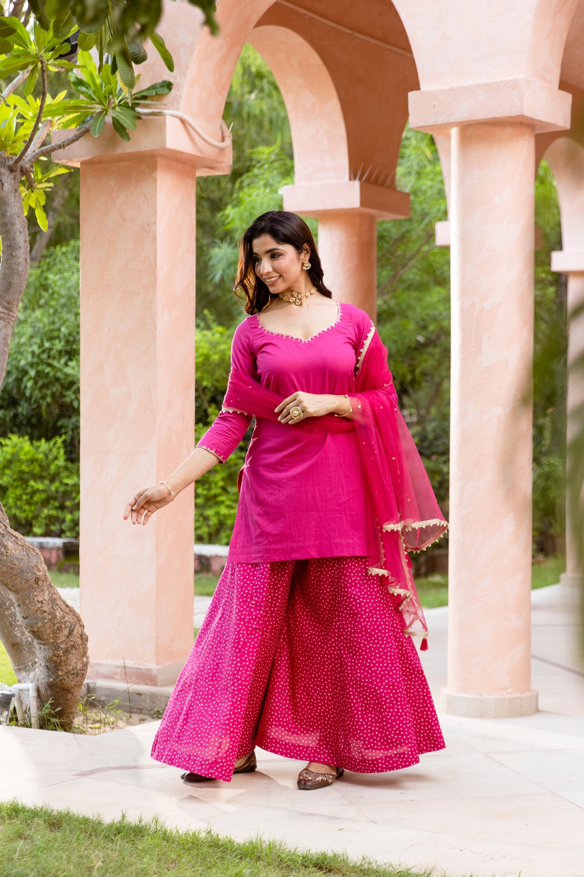 Gulabi Sleeved - Sharara Set (Pink)