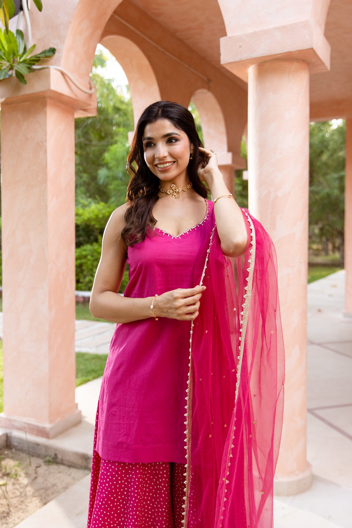 Gulabi Sleeveless - Sharara Set (Pink)