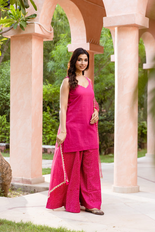 Gulabi Sleeveless - Sharara Set (Pink)