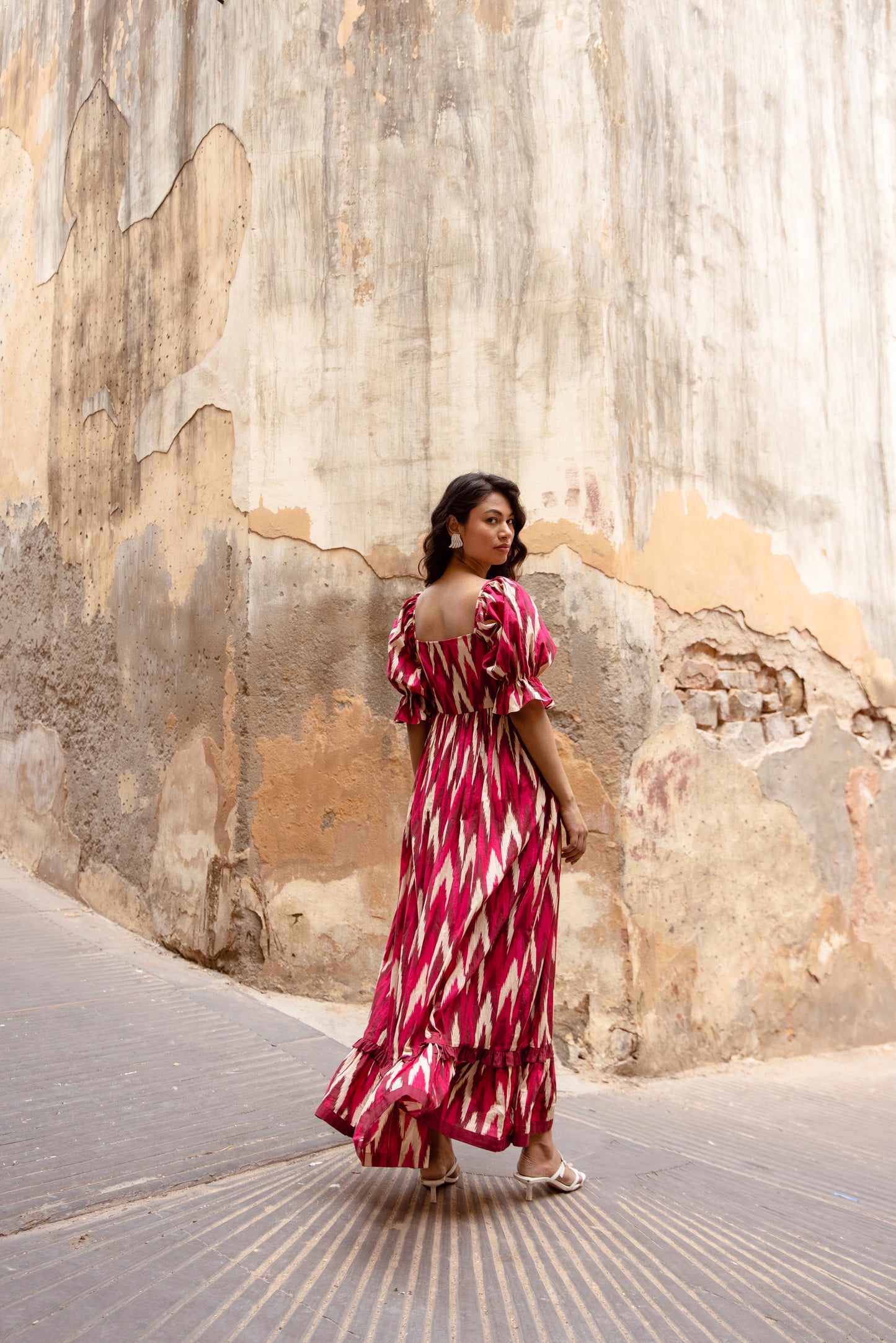 The Jaipur Zig Dress- Pink Sleeved