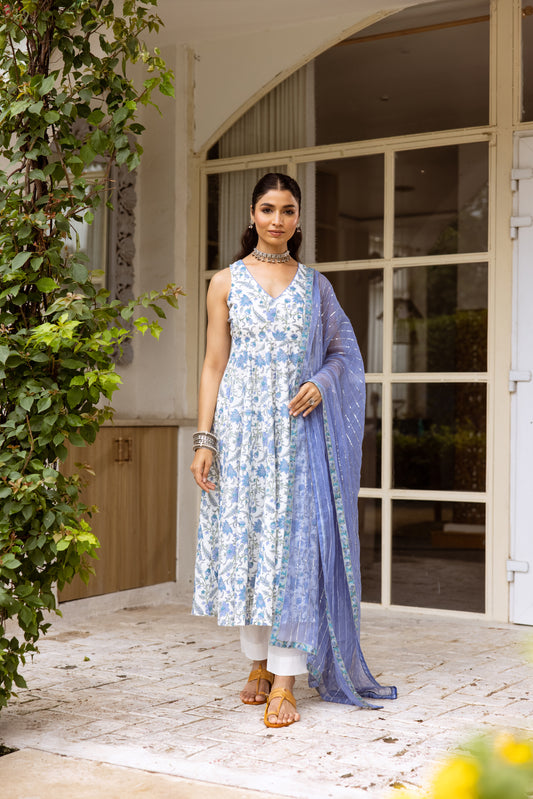 Ivory Periwinkle Sleeveless- Jaal