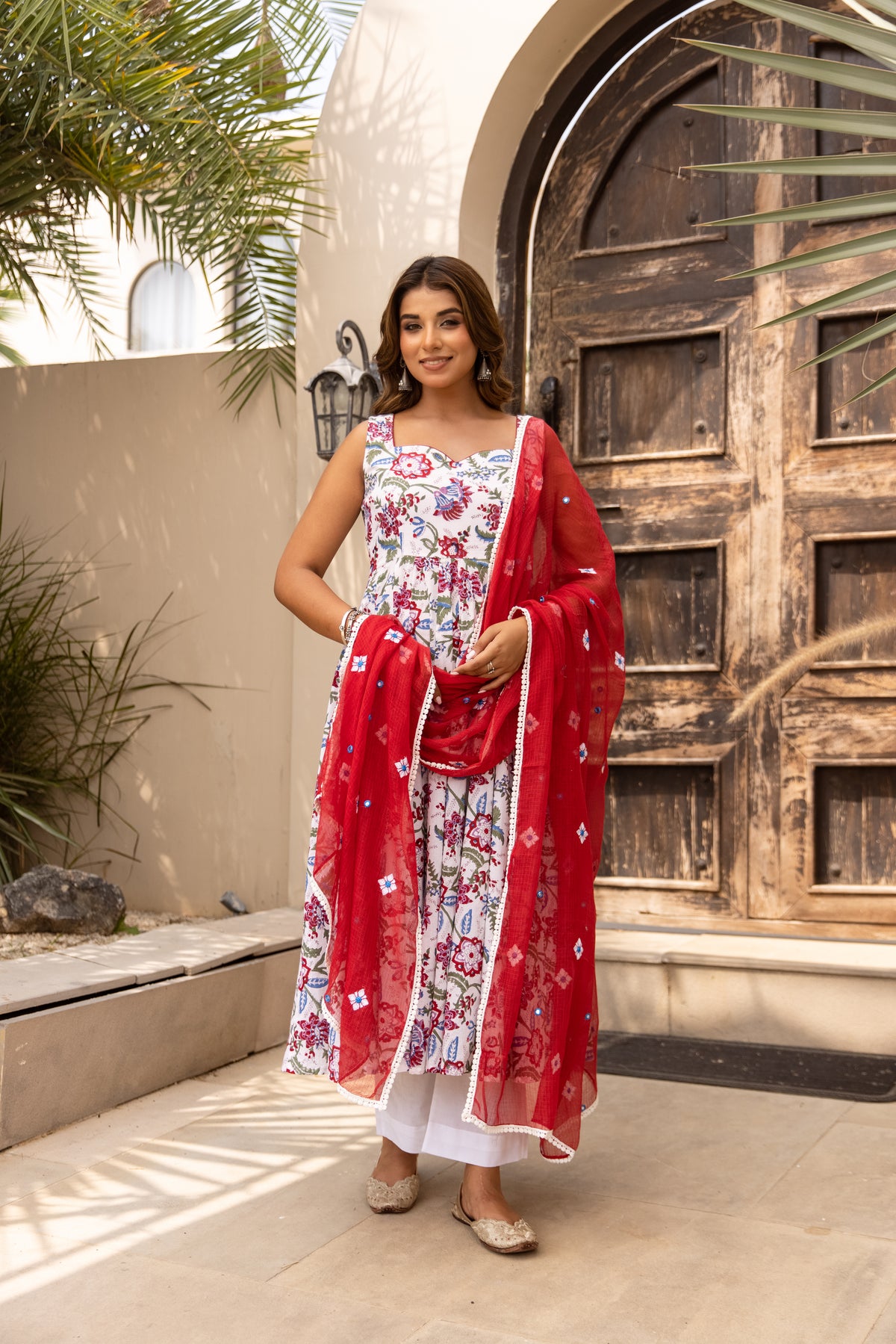 Floral White & Red (Sleeveless)