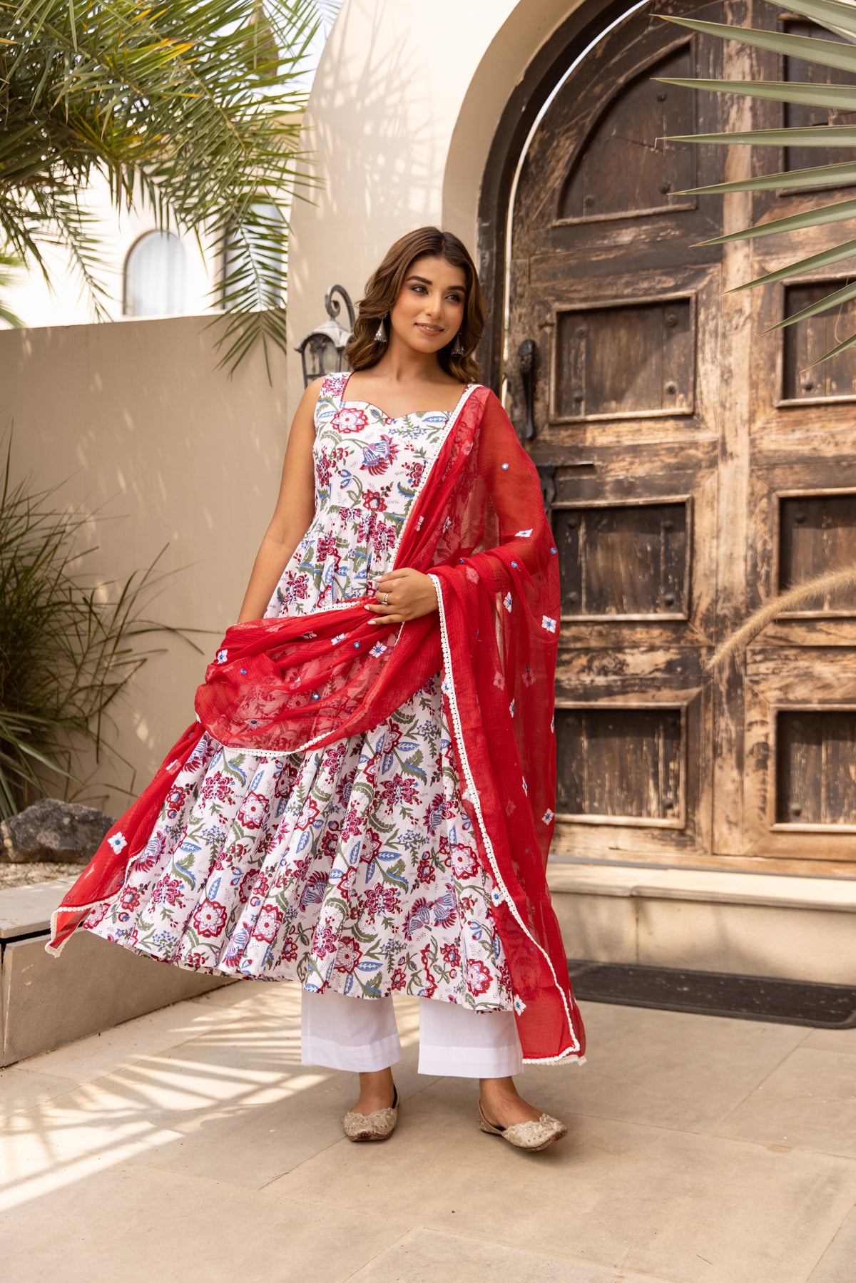 Floral White & Red (Sleeveless)