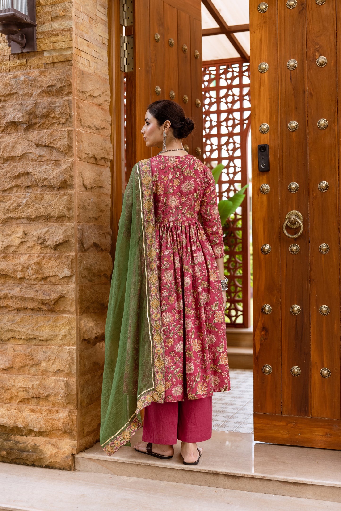 Rose Petal Printed Nyra Cut Suit