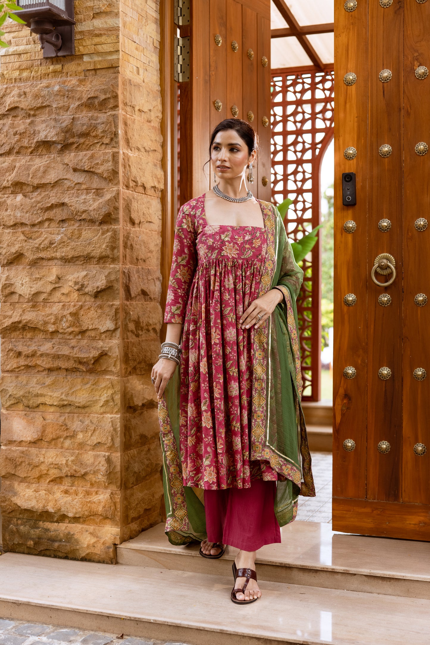 Rose Petal Printed Nyra Cut Suit