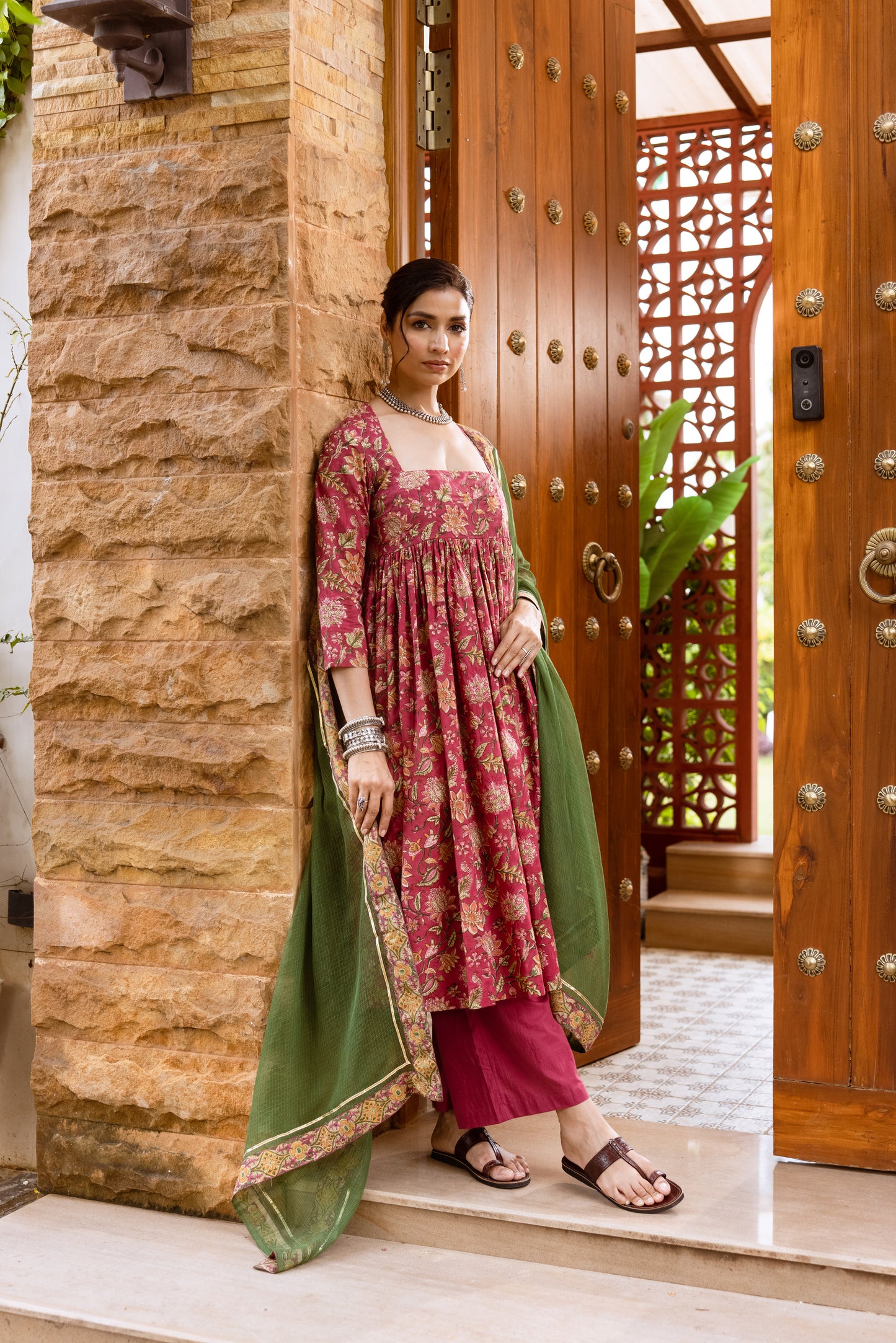 Rose Petal Printed Nyra Cut Suit